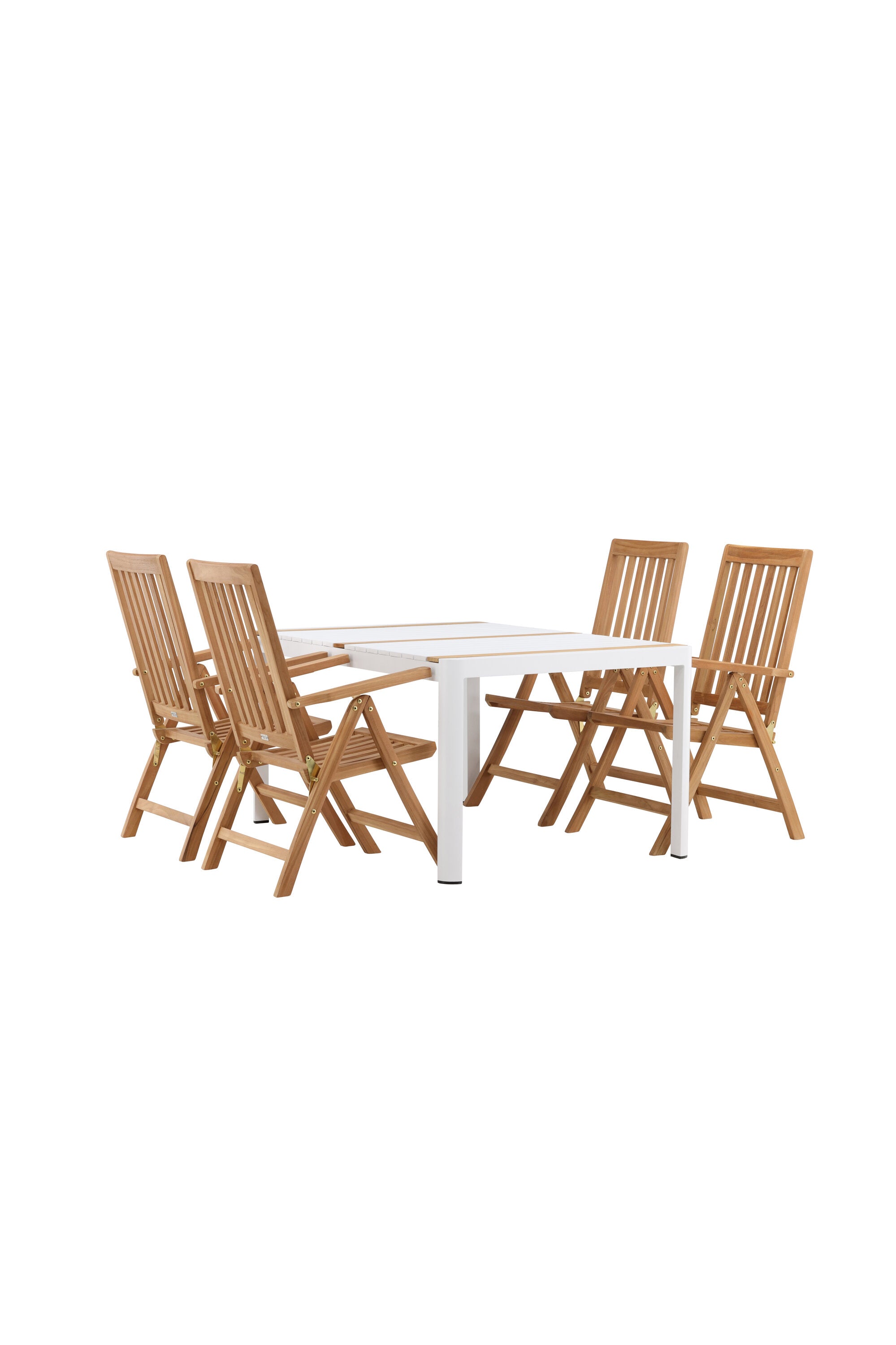 Togo Outdoor-Tischset + Kenya 150cm/4St. in Weiss / Natur präsentiert im Onlineshop von KAQTU Design AG. Gartentischset ist von Venture Home