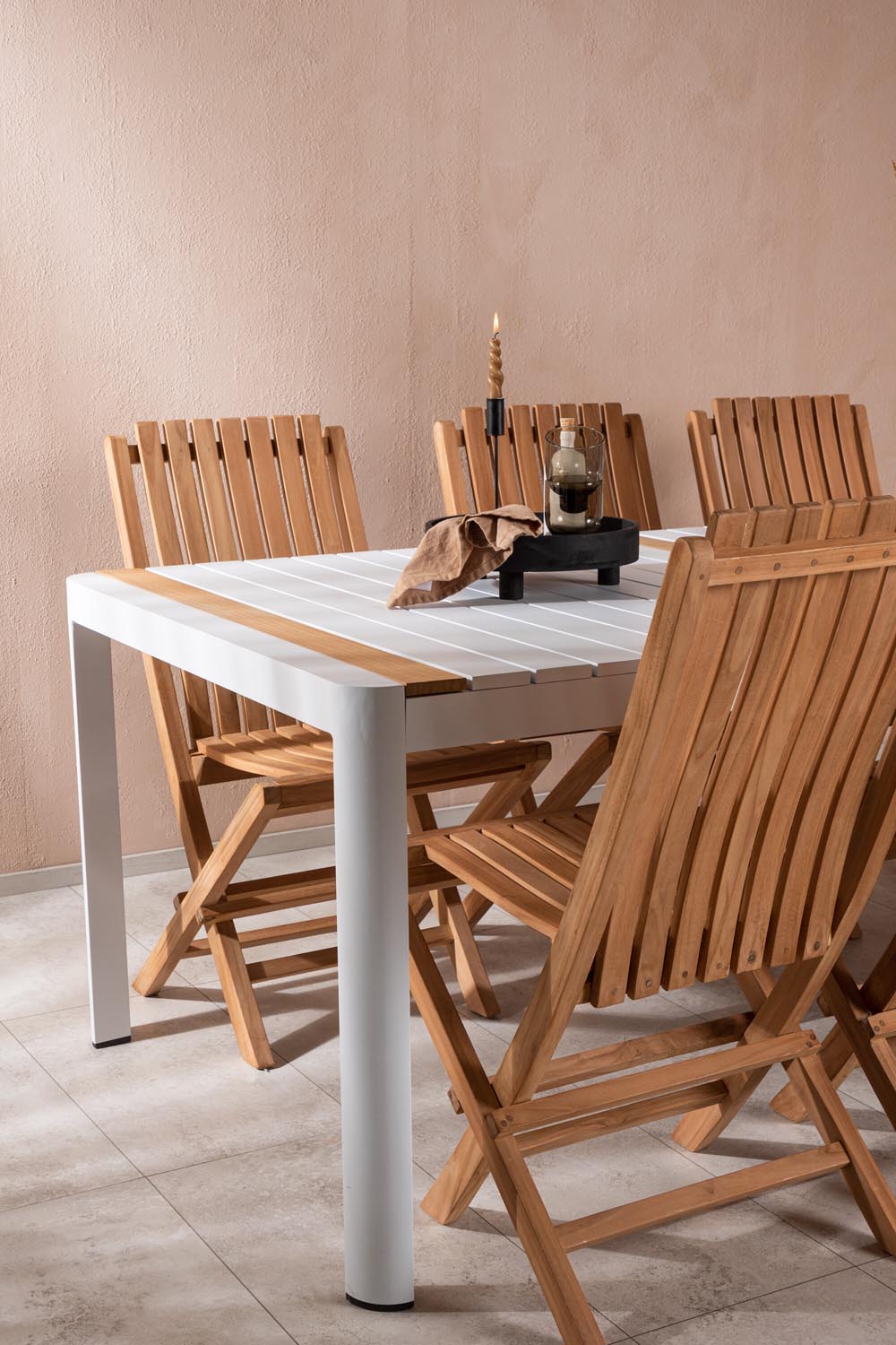 Togo Outdoor-Tischset + Ghana 200cm/6St. in Gold präsentiert im Onlineshop von KAQTU Design AG. Gartentischset ist von Venture Home