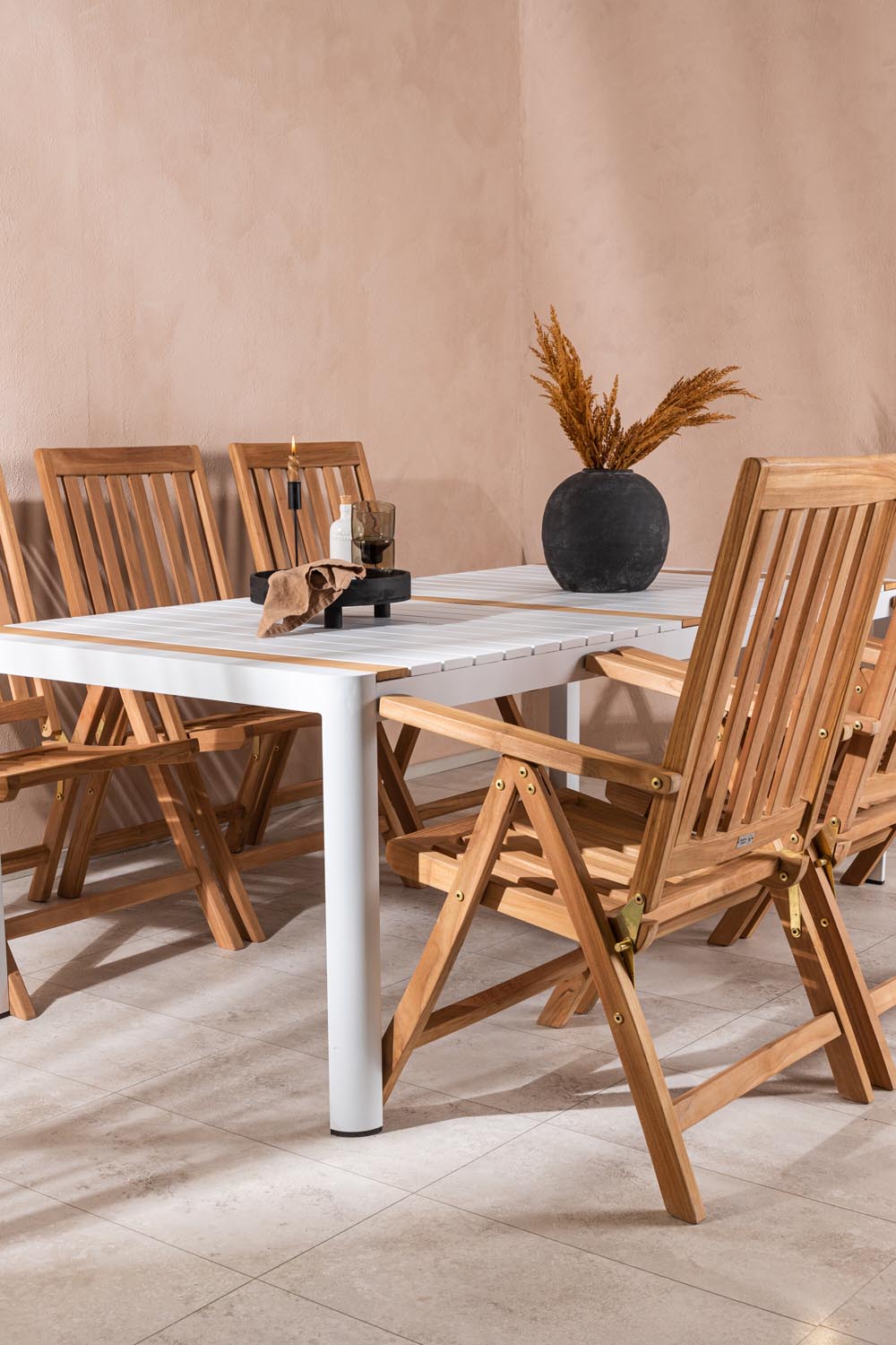Togo Outdoor-Tischset + Kenya 200cm/6St. in Natur präsentiert im Onlineshop von KAQTU Design AG. Gartentischset ist von Venture Home