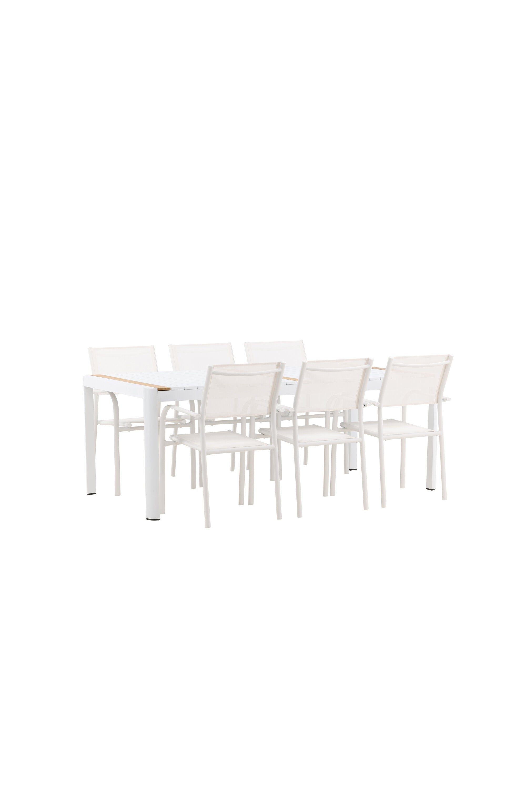 Togo Outdoor-Tischset + Santorini 200cm/6St. in Weiss präsentiert im Onlineshop von KAQTU Design AG. Gartentischset ist von Venture Home