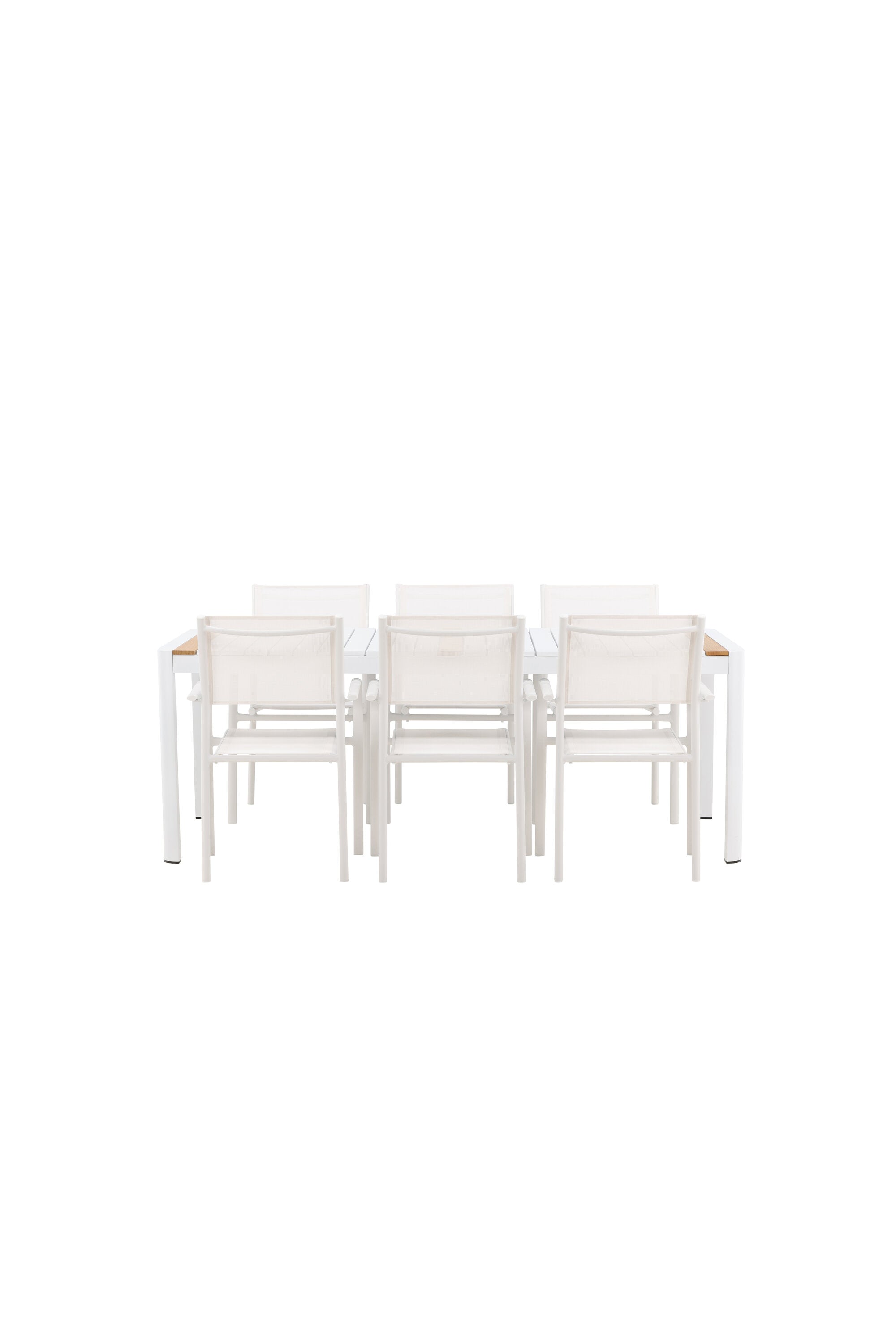 Togo Outdoor-Tischset + Santorini 200cm/6St. in Weiss präsentiert im Onlineshop von KAQTU Design AG. Gartentischset ist von Venture Home