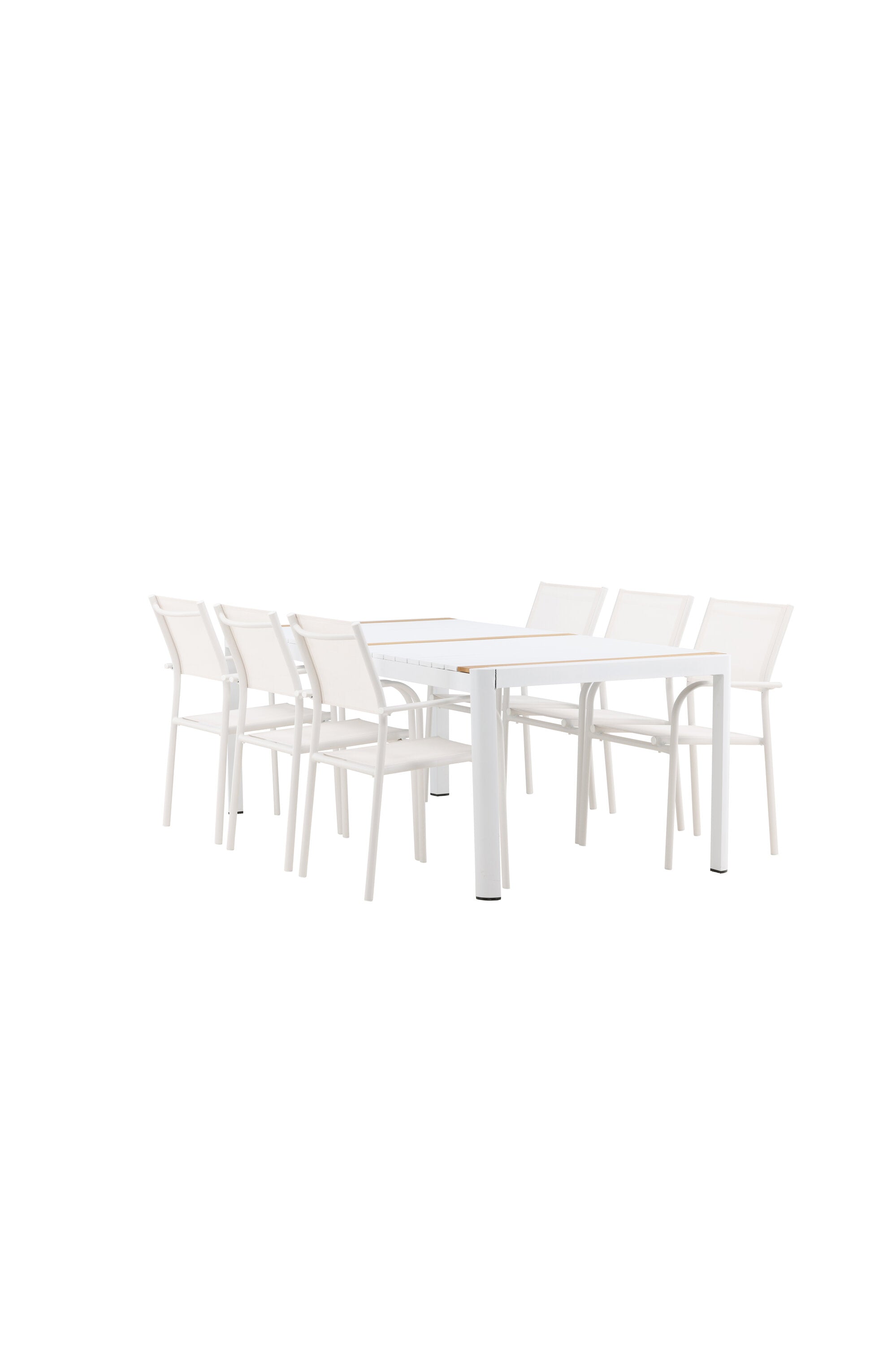 Togo Outdoor-Tischset + Santorini 200cm/6St. in Weiss präsentiert im Onlineshop von KAQTU Design AG. Gartentischset ist von Venture Home