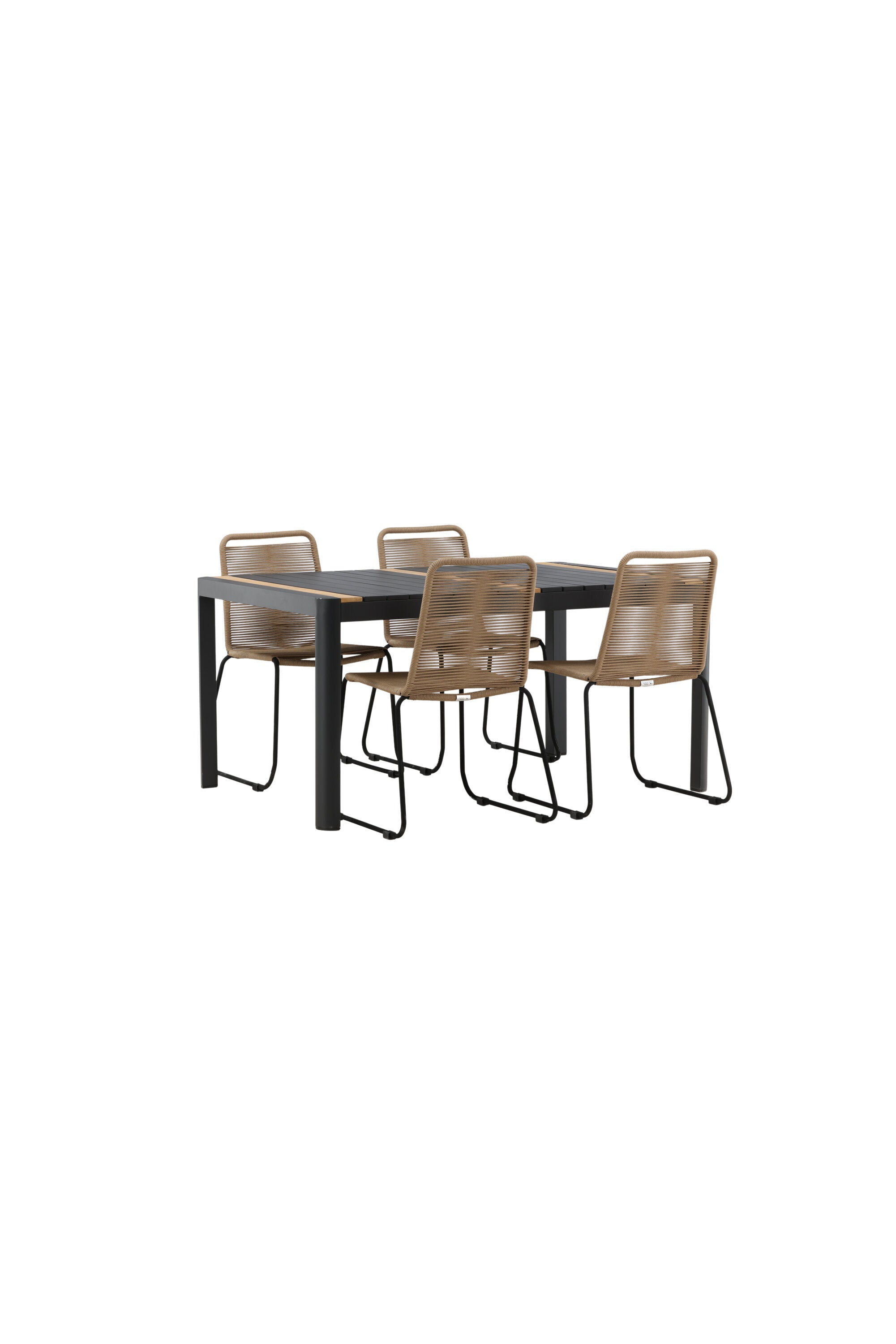 Togo Outdoor-Tischset + Lindos 150cm/4St. in Schwarz / Natur präsentiert im Onlineshop von KAQTU Design AG. Gartentischset ist von Venture Home