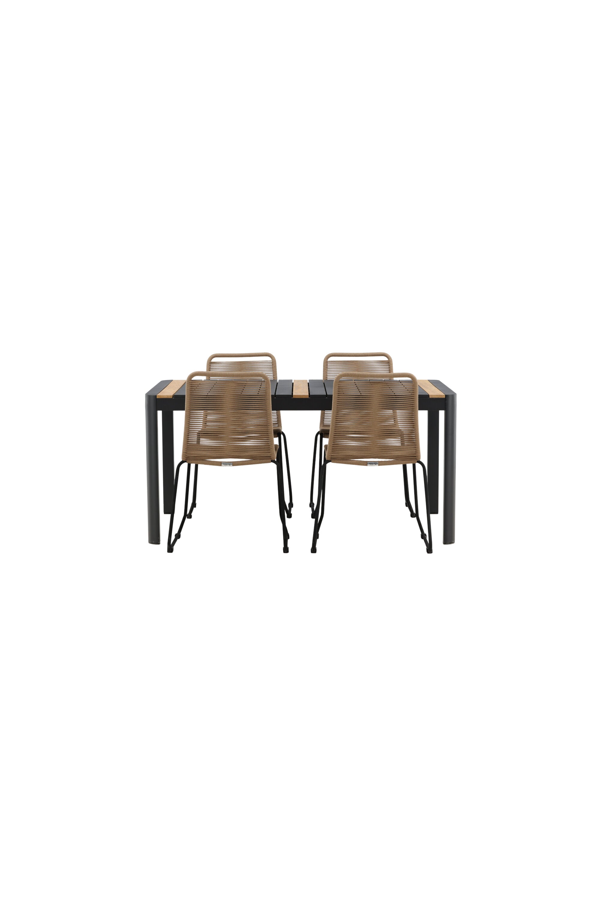 Togo Outdoor-Tischset + Lindos 150cm/4St. in Schwarz / Natur präsentiert im Onlineshop von KAQTU Design AG. Gartentischset ist von Venture Home