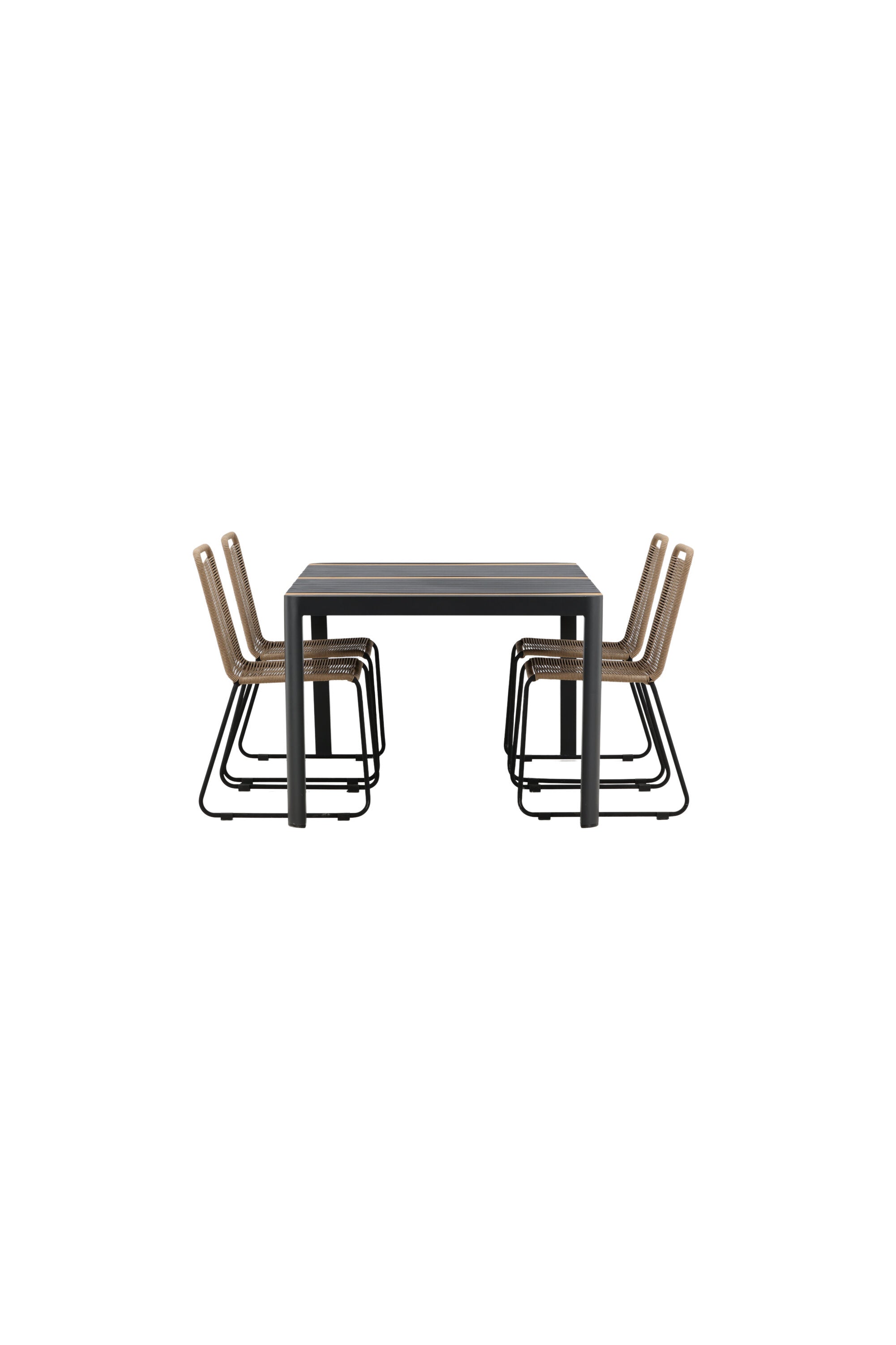 Togo Outdoor-Tischset + Lindos 150cm/4St. in Schwarz / Natur präsentiert im Onlineshop von KAQTU Design AG. Gartentischset ist von Venture Home