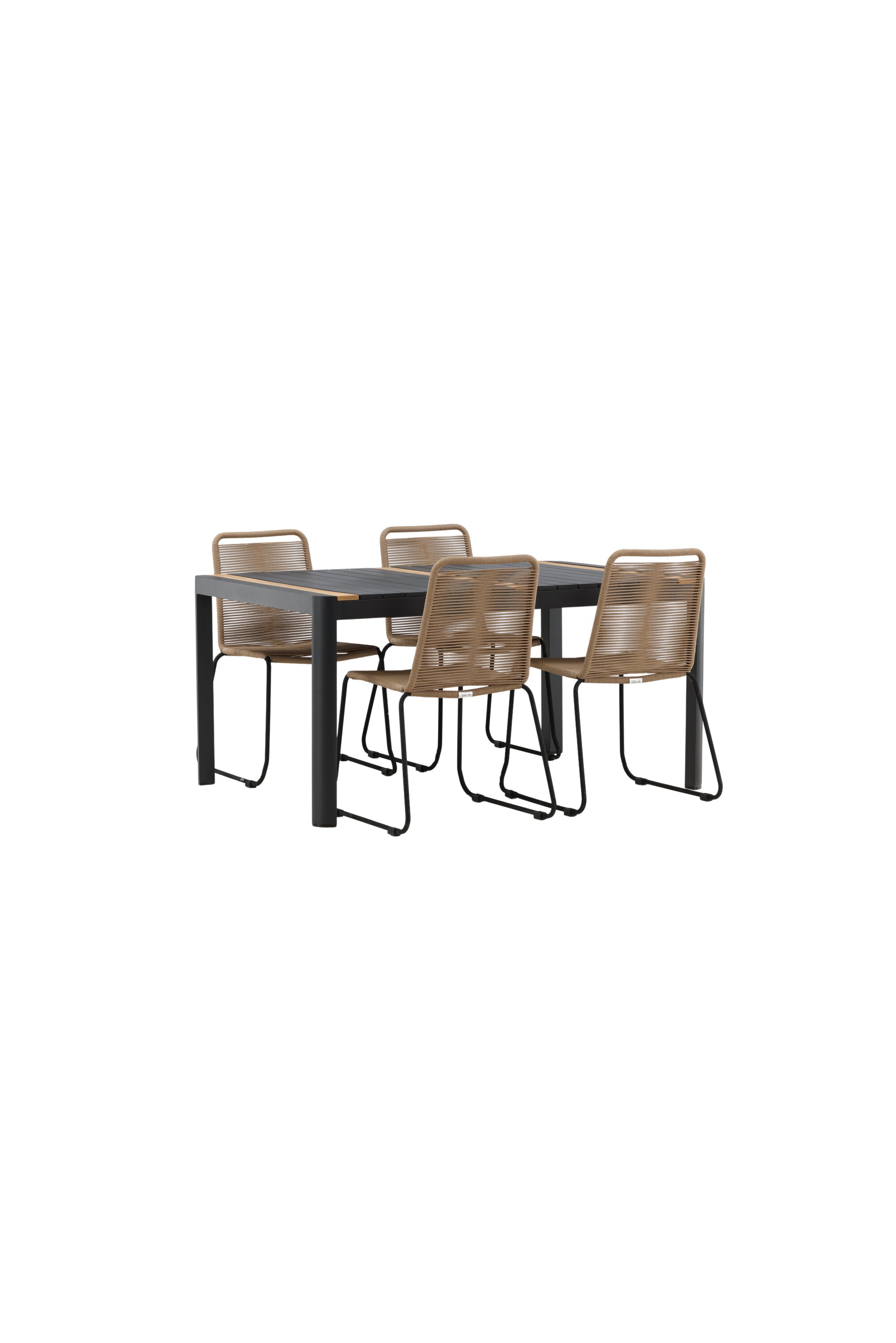 Togo Outdoor-Tischset + Lindos 150cm/4St. in Schwarz / Natur präsentiert im Onlineshop von KAQTU Design AG. Gartentischset ist von Venture Home