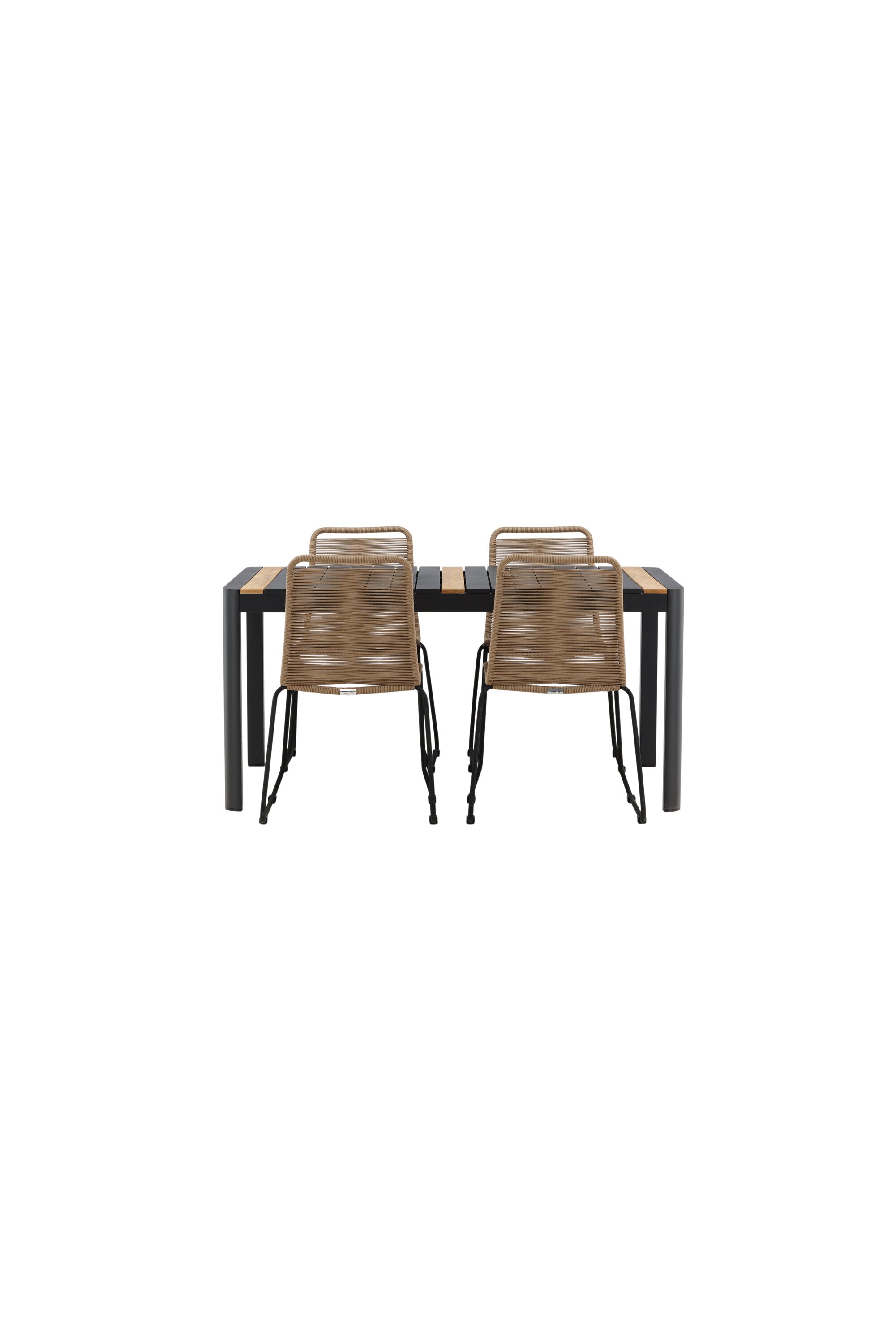 Togo Outdoor-Tischset + Lindos 150cm/4St. in Schwarz / Natur präsentiert im Onlineshop von KAQTU Design AG. Gartentischset ist von Venture Home