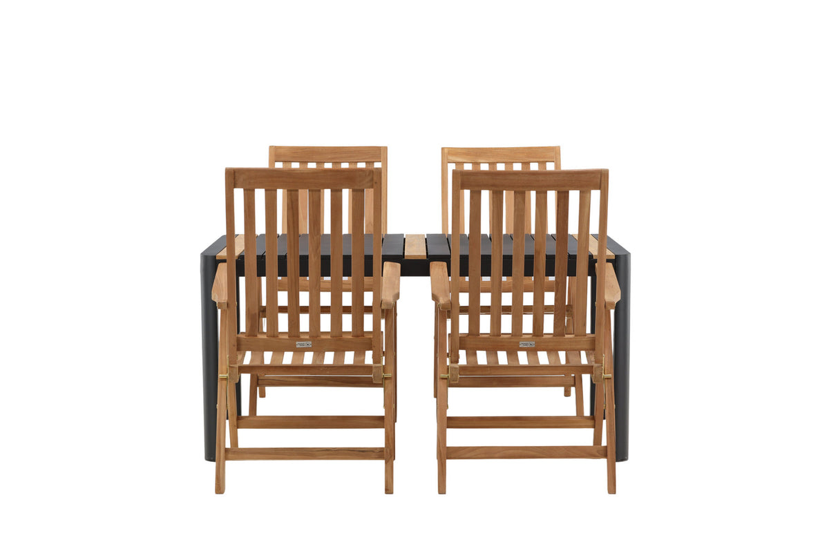 Togo Outdoor-Tischset + Kenya 150cm/4St. in Schwarz / Natur präsentiert im Onlineshop von KAQTU Design AG. Gartentischset ist von Venture Home