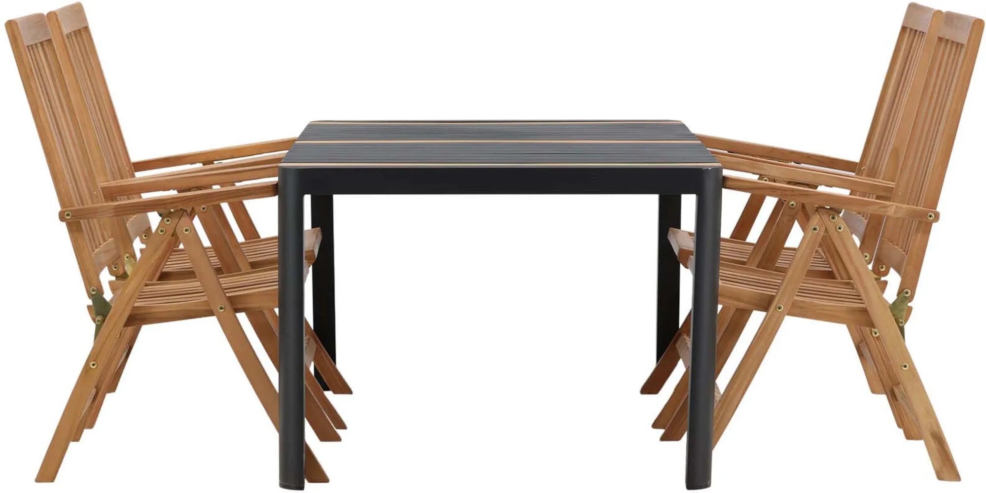 Elegantes Togo Outdoor-Tischset aus Teakholz mit Kenya Stühlen, ideal für stilvolle Gartenmomente.
