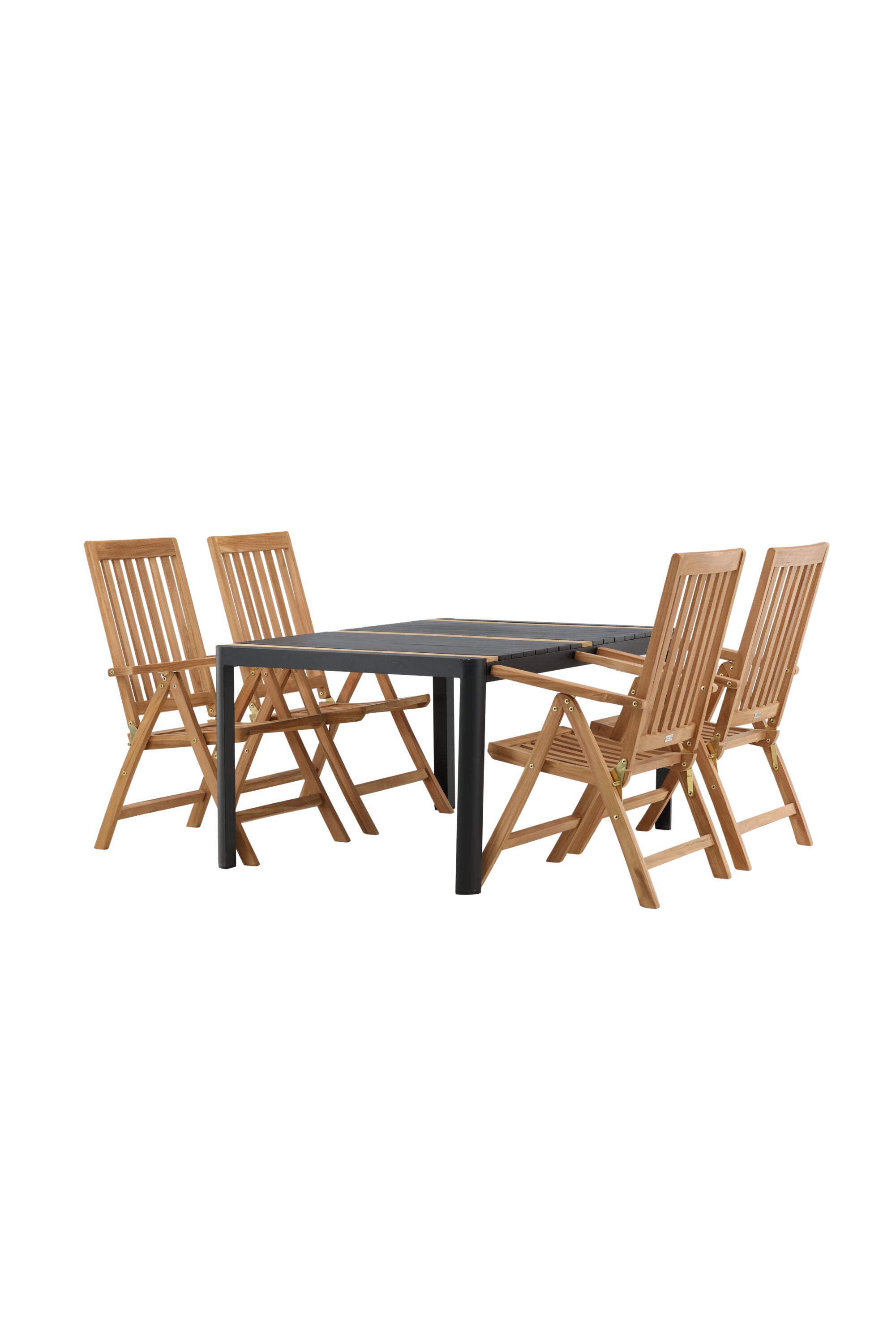 Togo Outdoor-Tischset + Kenya 150cm/4St. in Schwarz / Natur präsentiert im Onlineshop von KAQTU Design AG. Gartentischset ist von Venture Home