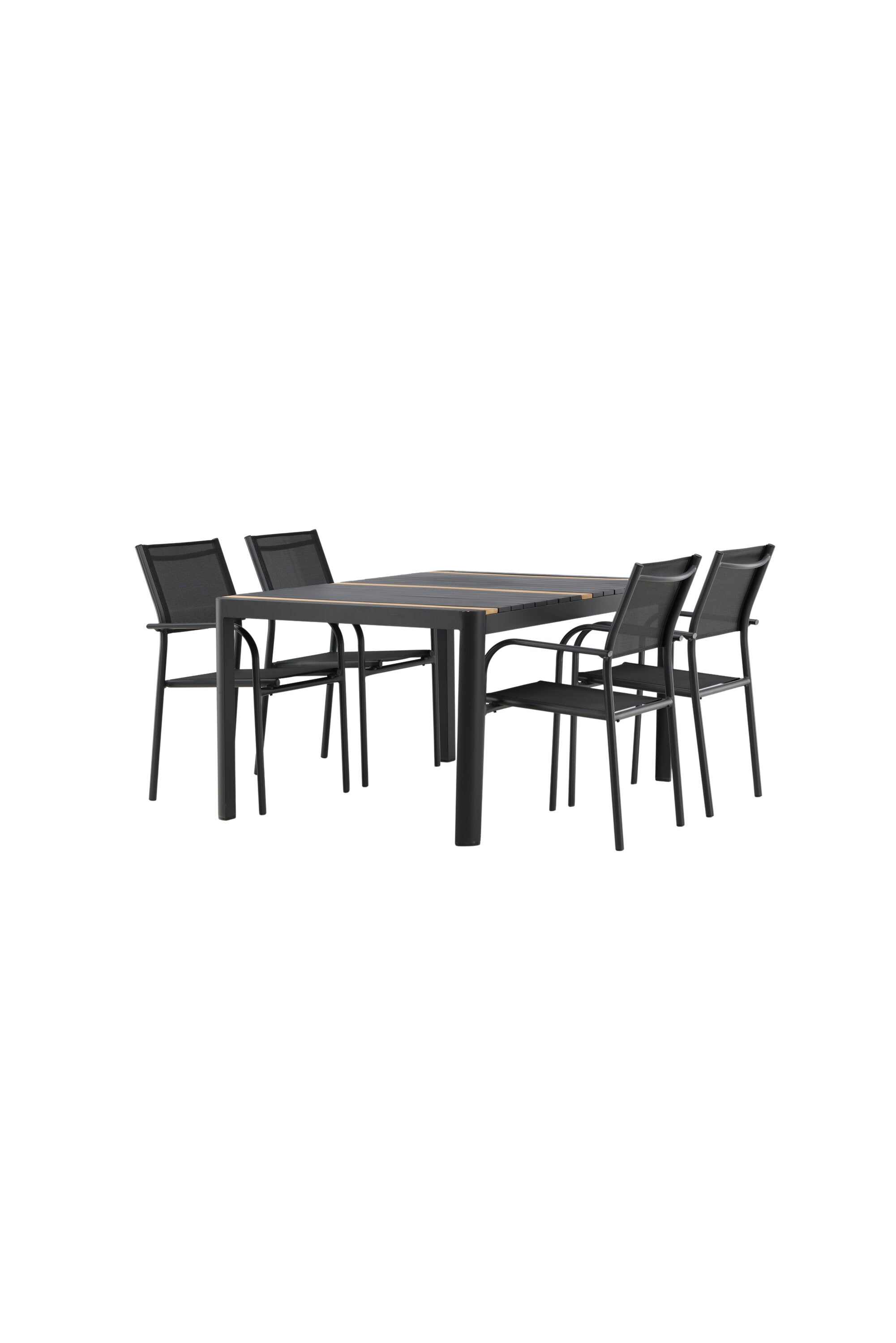 Togo Outdoor-Tischset + Santorini 150cm/4St. in Schwarz präsentiert im Onlineshop von KAQTU Design AG. Gartentischset ist von Venture Home