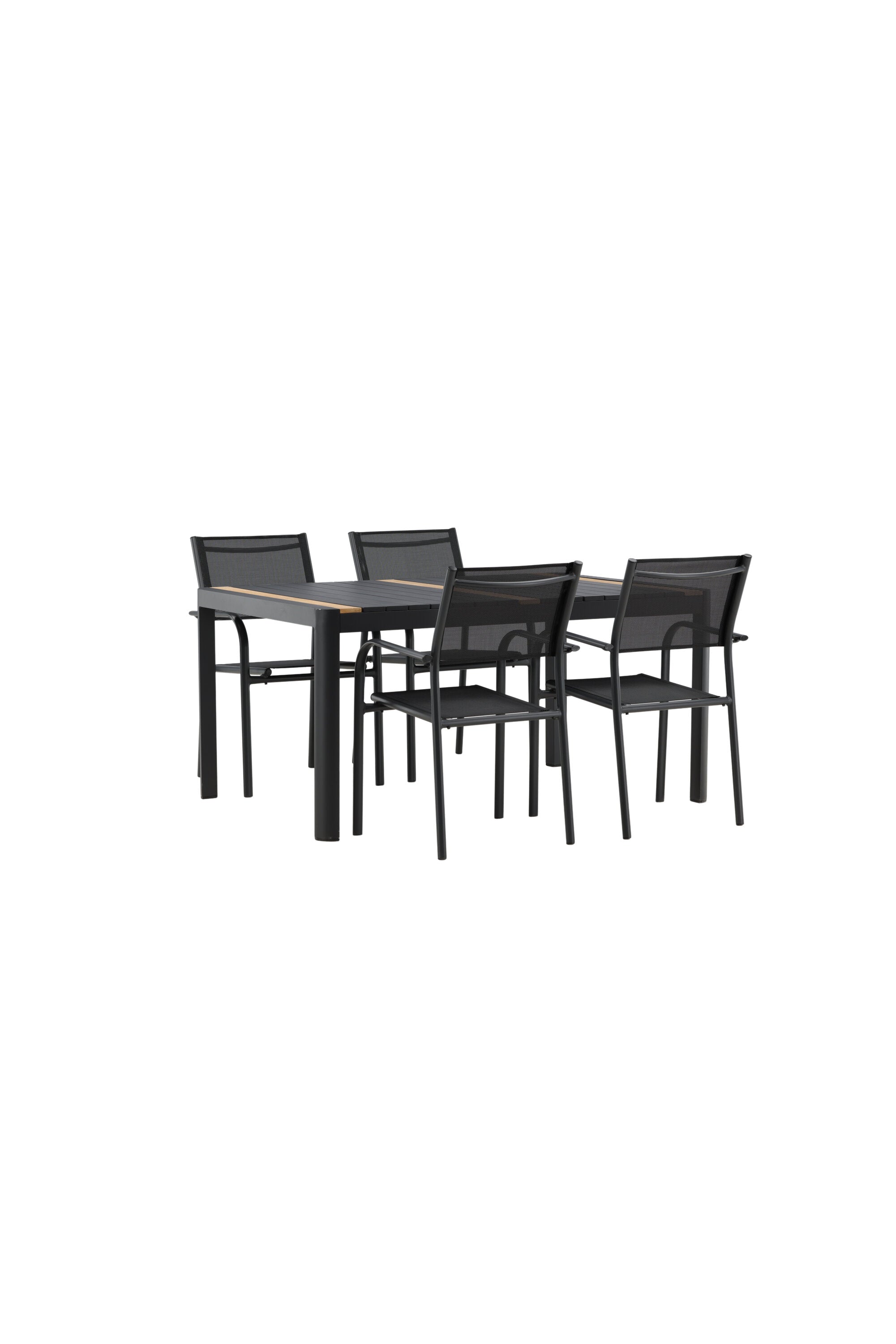 Togo Outdoor-Tischset + Santorini 150cm/4St. in Schwarz präsentiert im Onlineshop von KAQTU Design AG. Gartentischset ist von Venture Home