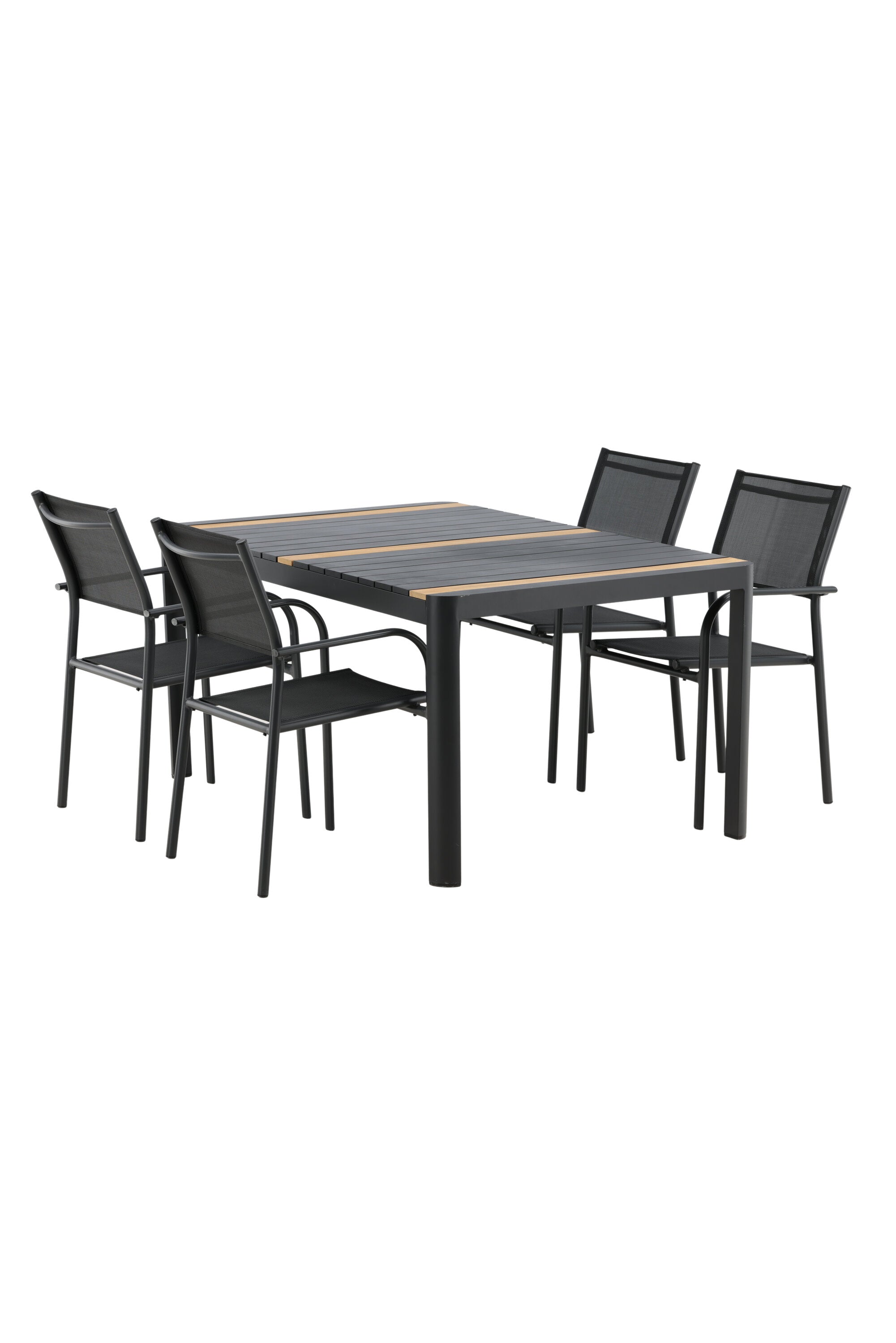 Togo Outdoor-Tischset + Santorini 150cm/4St. in Schwarz präsentiert im Onlineshop von KAQTU Design AG. Gartentischset ist von Venture Home