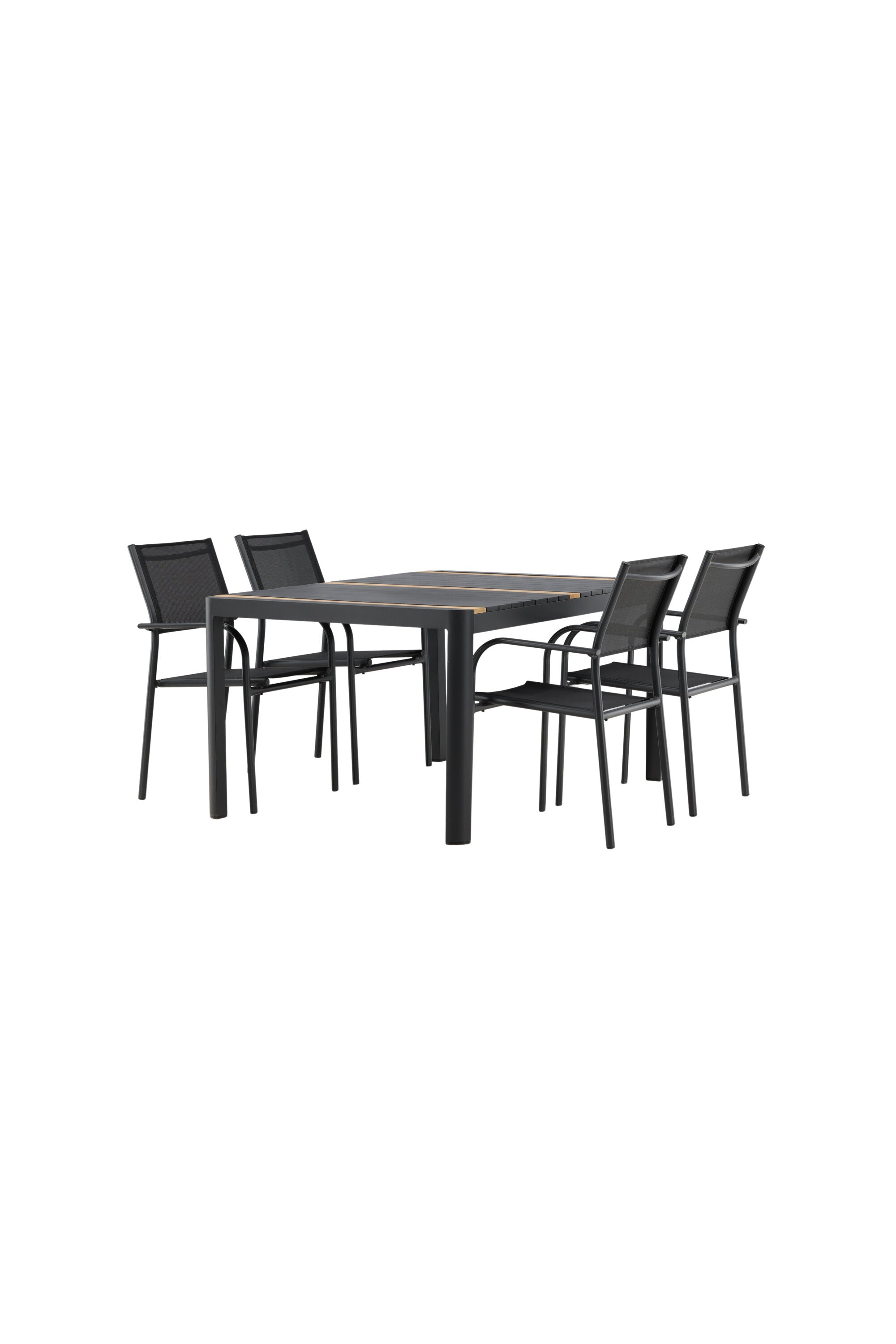 Togo Outdoor-Tischset + Santorini 150cm/4St. in Schwarz präsentiert im Onlineshop von KAQTU Design AG. Gartentischset ist von Venture Home