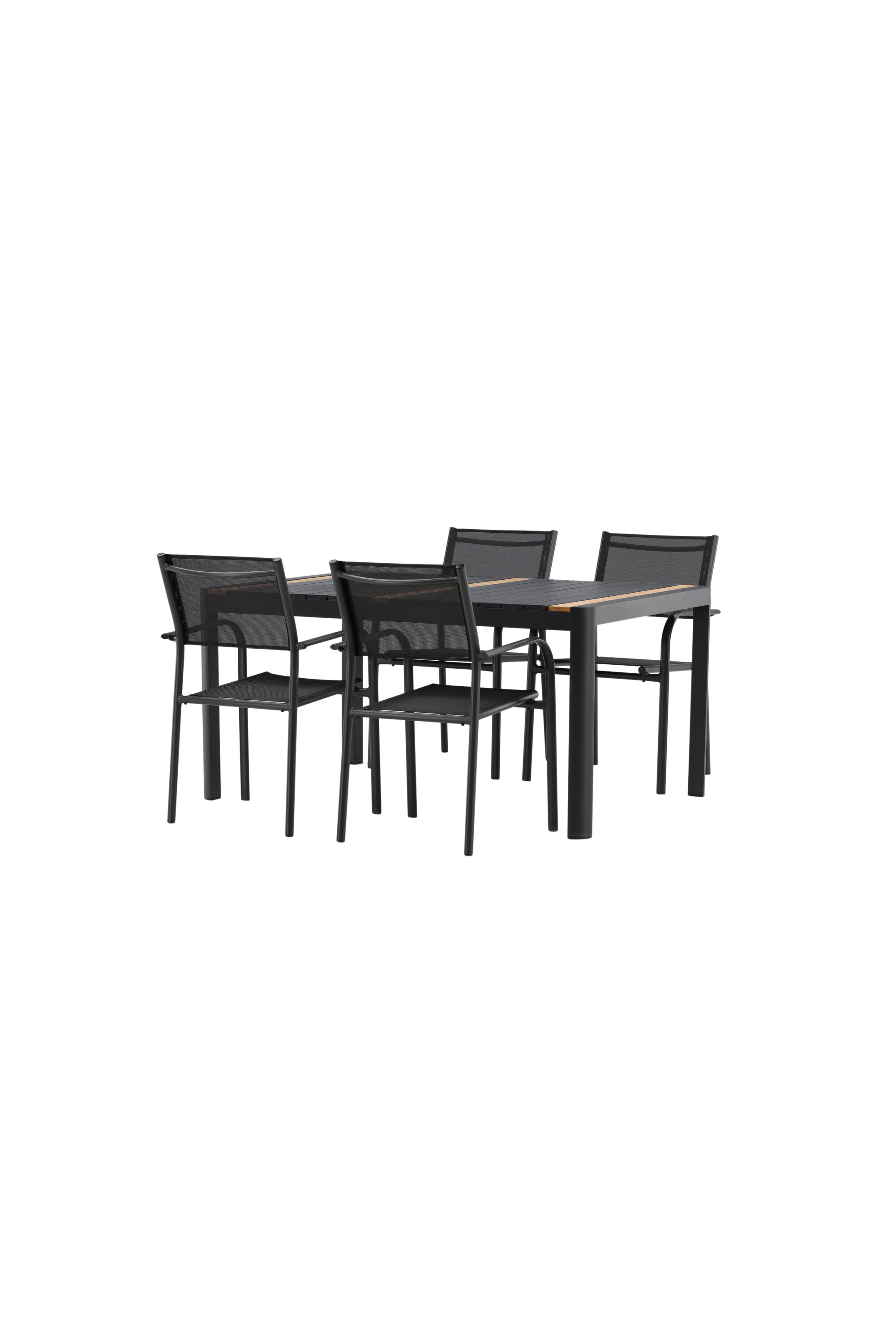Togo Outdoor-Tischset + Santorini 150cm/4St. in Schwarz präsentiert im Onlineshop von KAQTU Design AG. Gartentischset ist von Venture Home