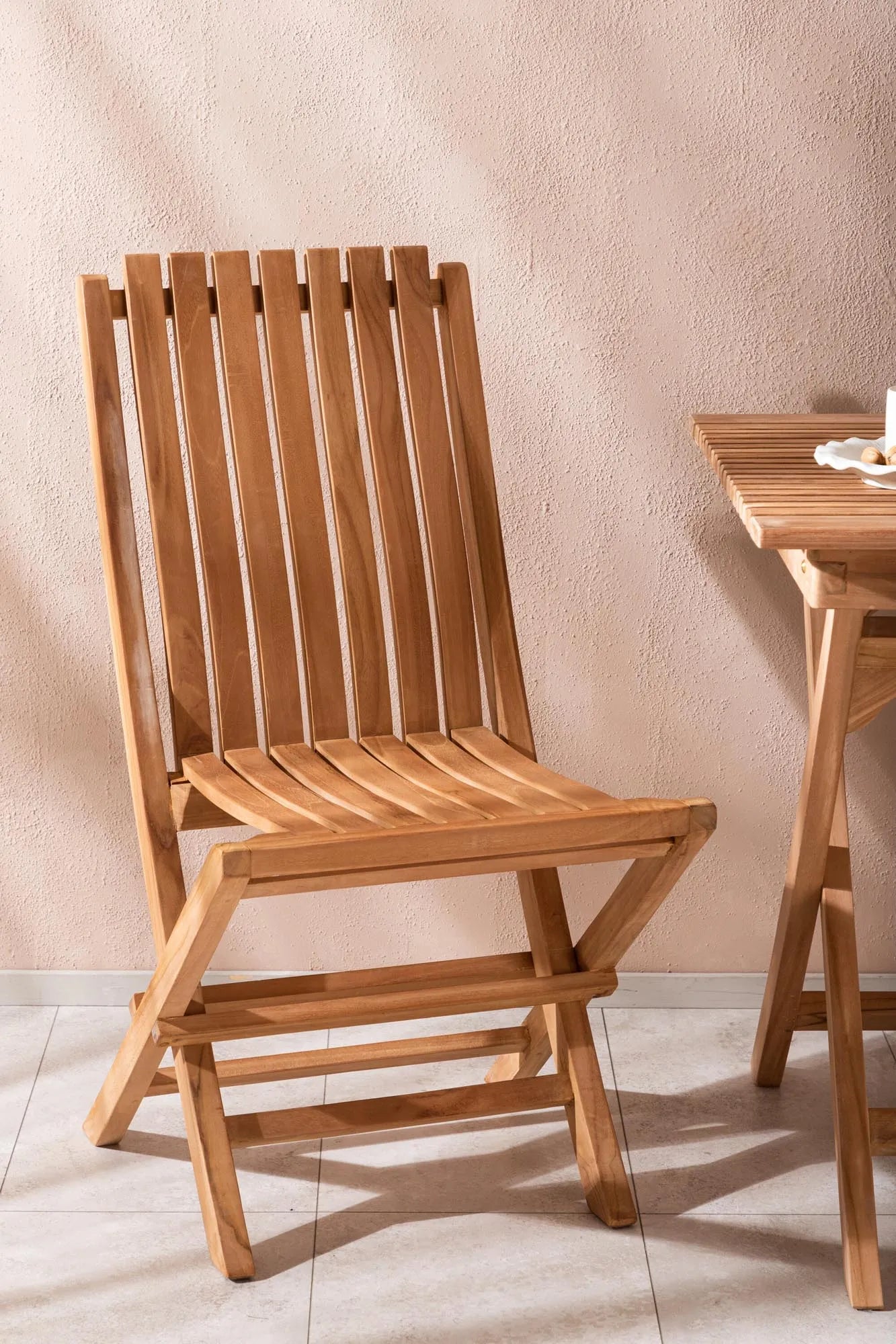 Elegantes Ghana Tischset 70cm aus Teak für Garten und Terrasse.