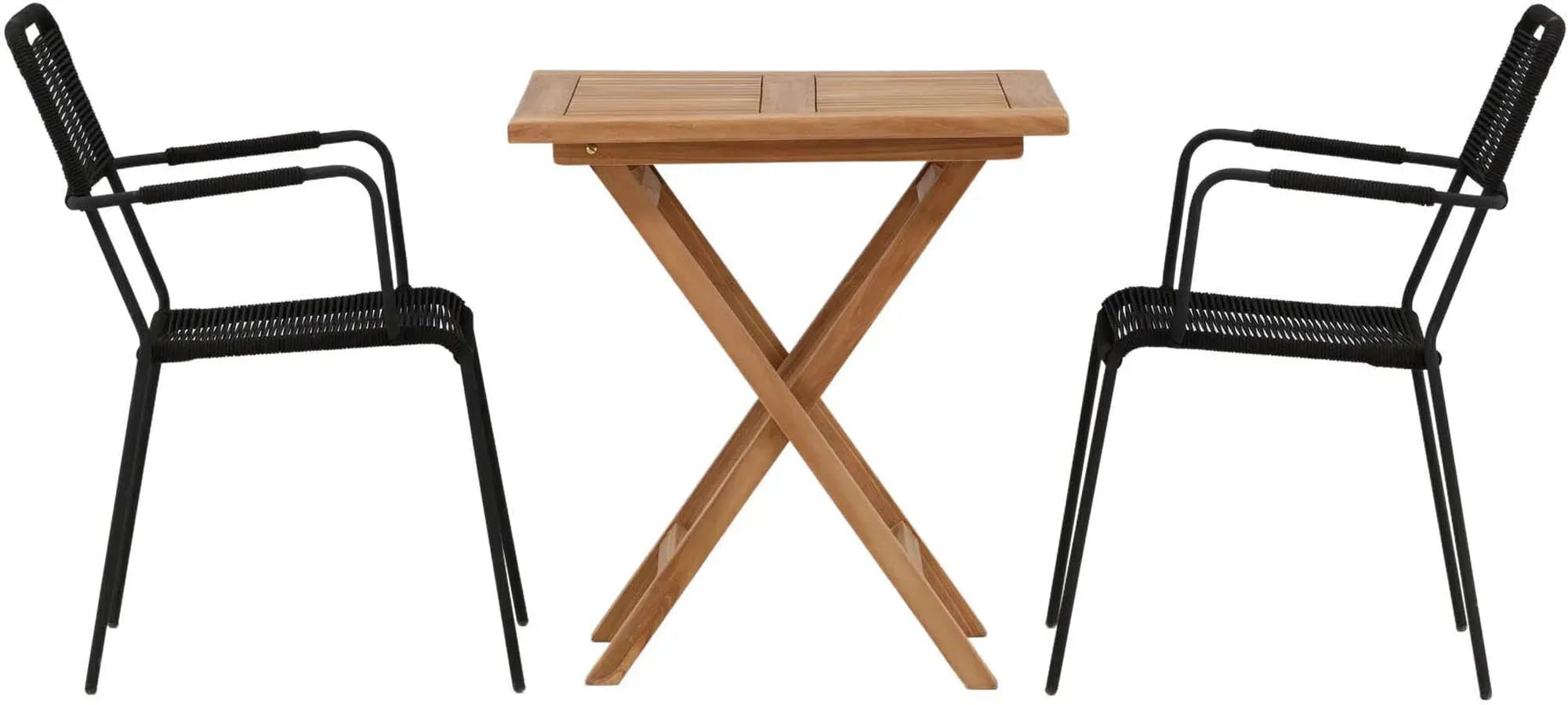 Elegantes Kenya Tischset: 2 Lindos Stühle, ideal für Outdoor-Entspannung.