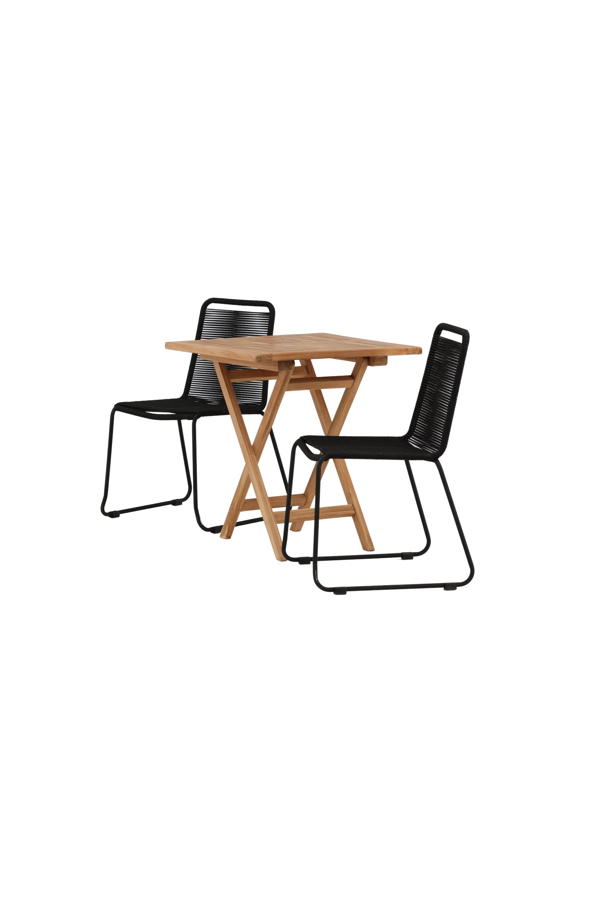 Kenya Outdoor-Tischset (Lindos Stacking Chair) 70cm/2St. in Natur / Schwarz präsentiert im Onlineshop von KAQTU Design AG. Gartentischset ist von Venture Home