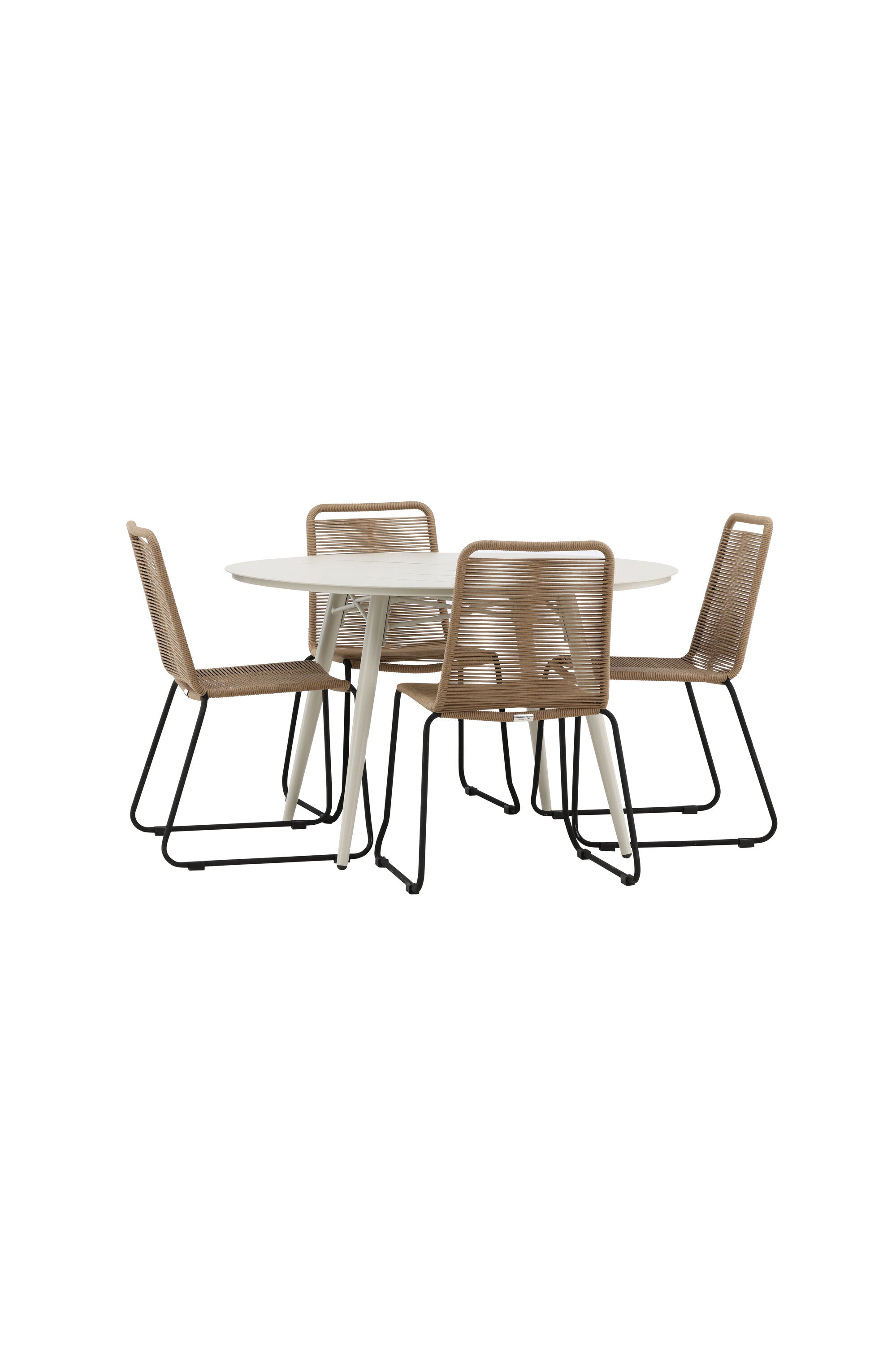 Lina Outdoor-Tischset + Lindos ⌀120cm/4St. in Schwarz Braun präsentiert im Onlineshop von KAQTU Design AG. Gartentischset ist von Venture Home