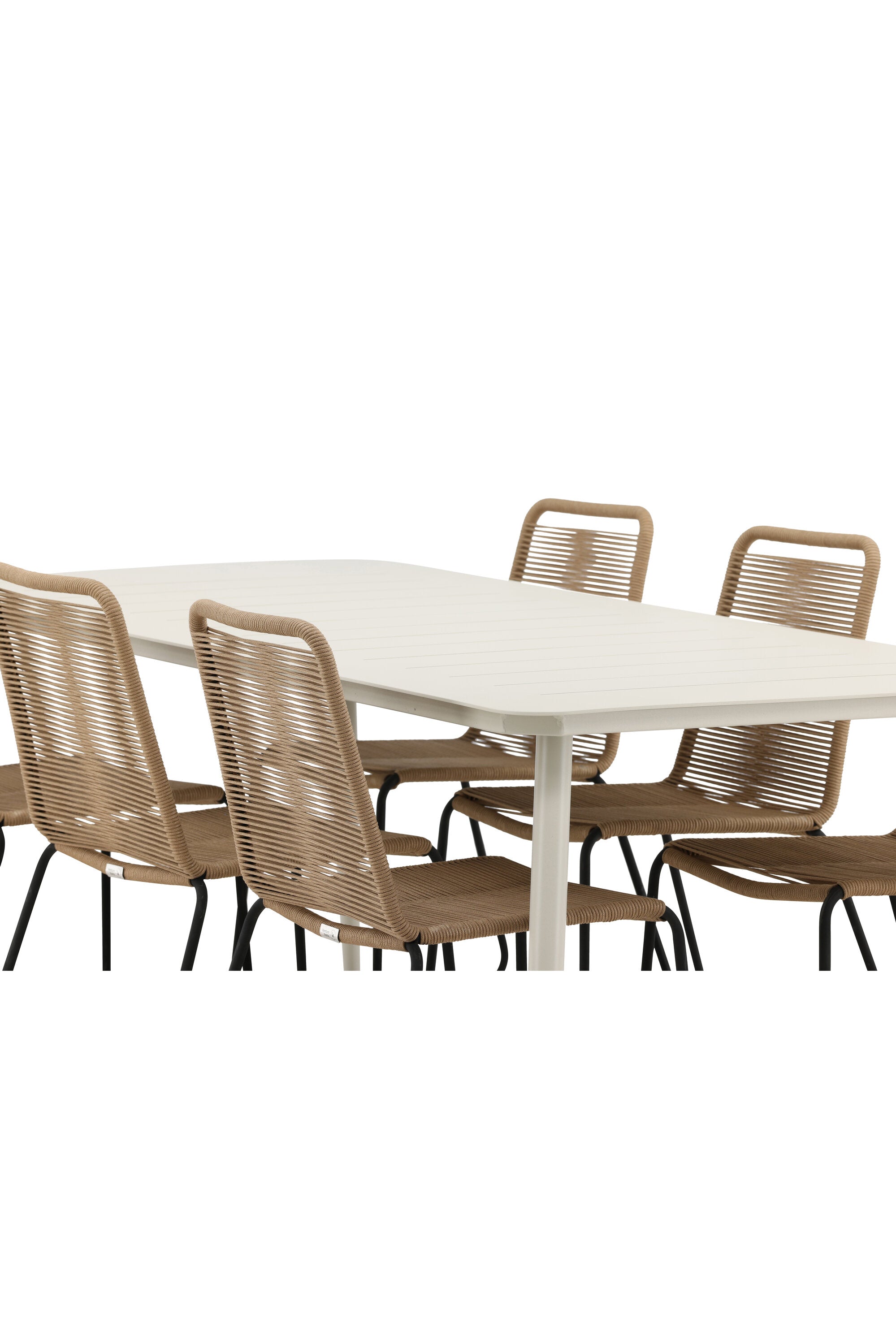 Lina Outdoor-Tischset + Lindos 200cm/6St. in Schwarz Braun präsentiert im Onlineshop von KAQTU Design AG. Gartentischset ist von Venture Home