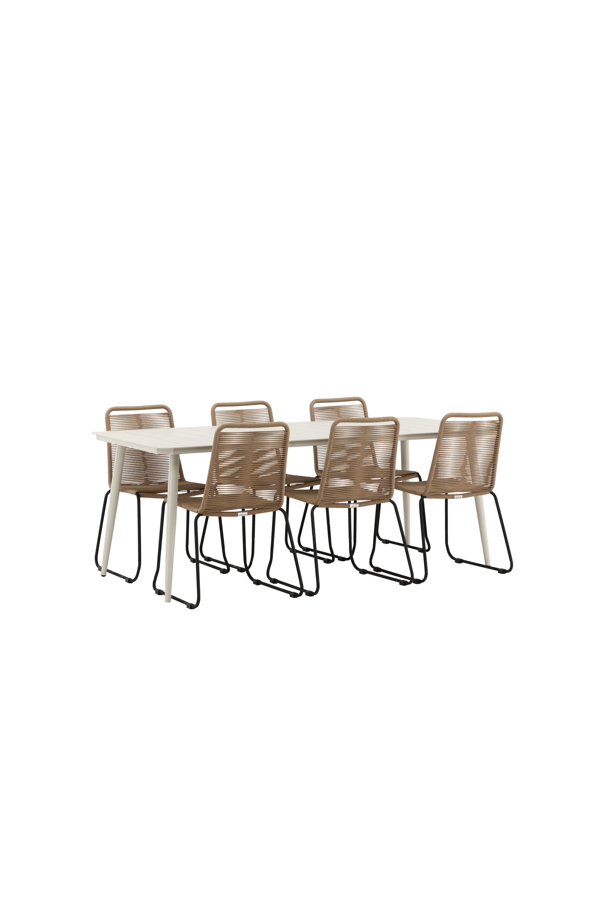 Lina Outdoor-Tischset + Lindos 200cm/6St. in Schwarz Braun präsentiert im Onlineshop von KAQTU Design AG. Gartentischset ist von Venture Home