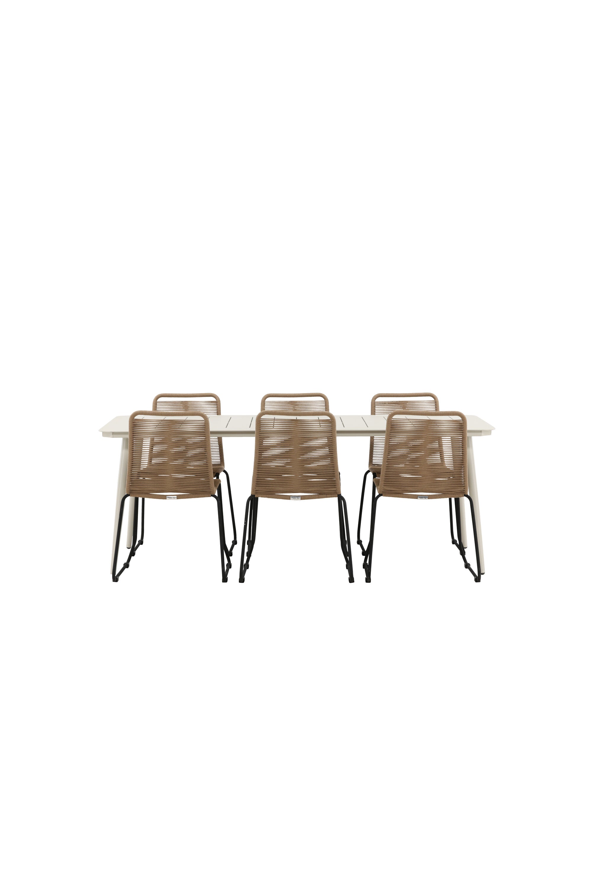 Lina Outdoor-Tischset + Lindos 200cm/6St. in Schwarz Braun präsentiert im Onlineshop von KAQTU Design AG. Gartentischset ist von Venture Home