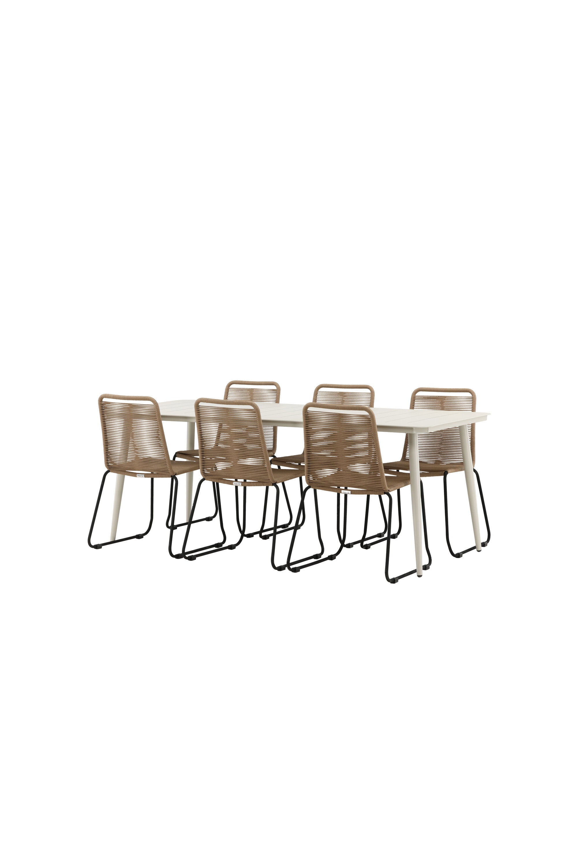 Lina Outdoor-Tischset + Lindos 200cm/6St. in Schwarz Braun präsentiert im Onlineshop von KAQTU Design AG. Gartentischset ist von Venture Home