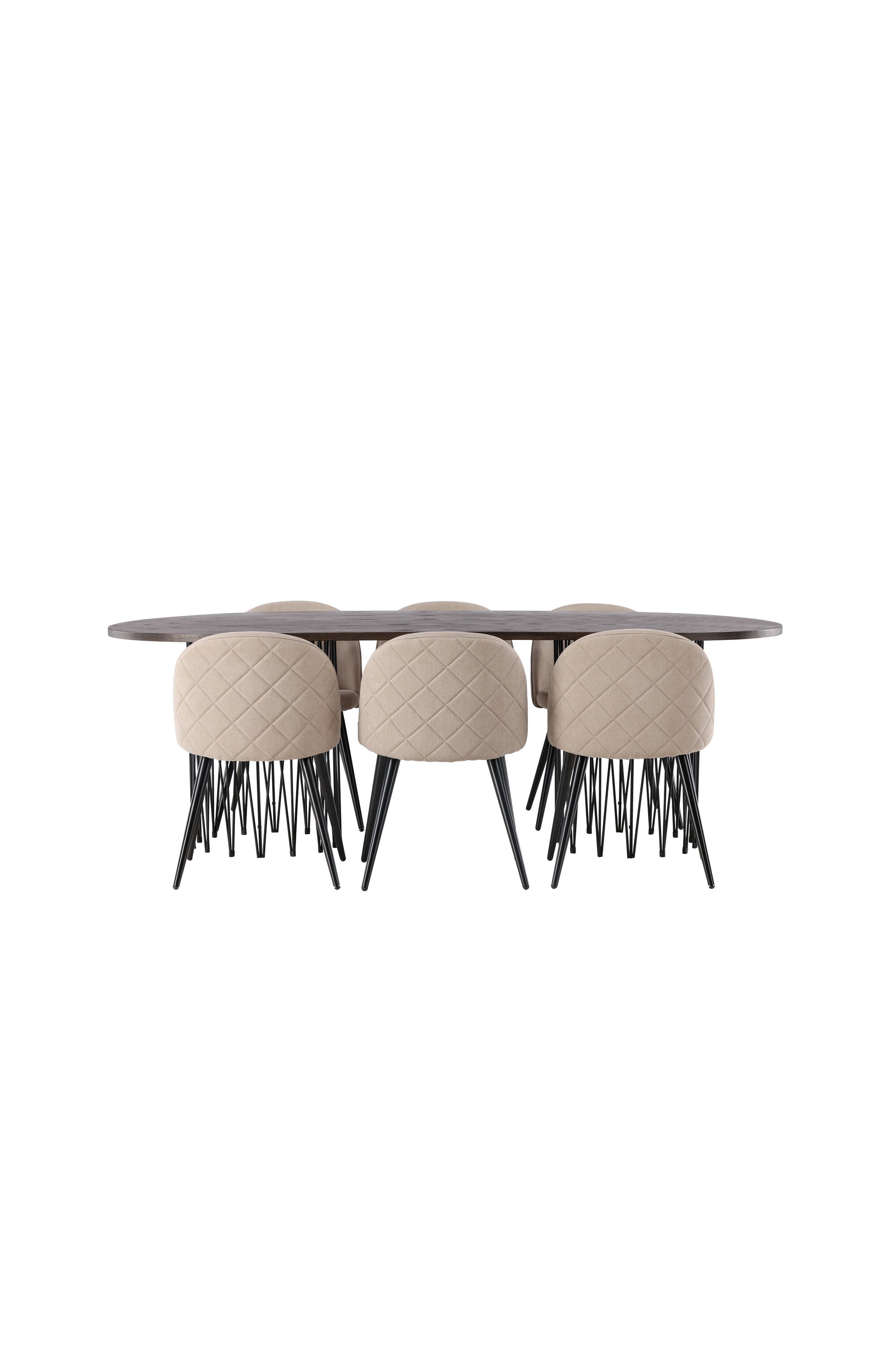 Stone Esszimmerset + Velvet 220cm/6St. in Beige, Schwarz präsentiert im Onlineshop von KAQTU Design AG. Esszimmerset ist von Venture Home