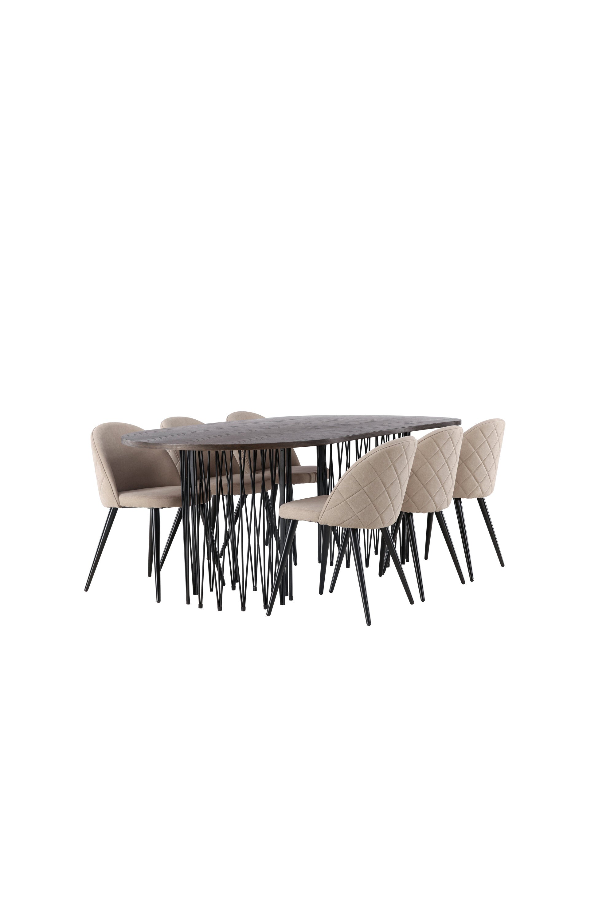 Stone Esszimmerset + Velvet 220cm/6St. in Beige, Schwarz präsentiert im Onlineshop von KAQTU Design AG. Esszimmerset ist von Venture Home