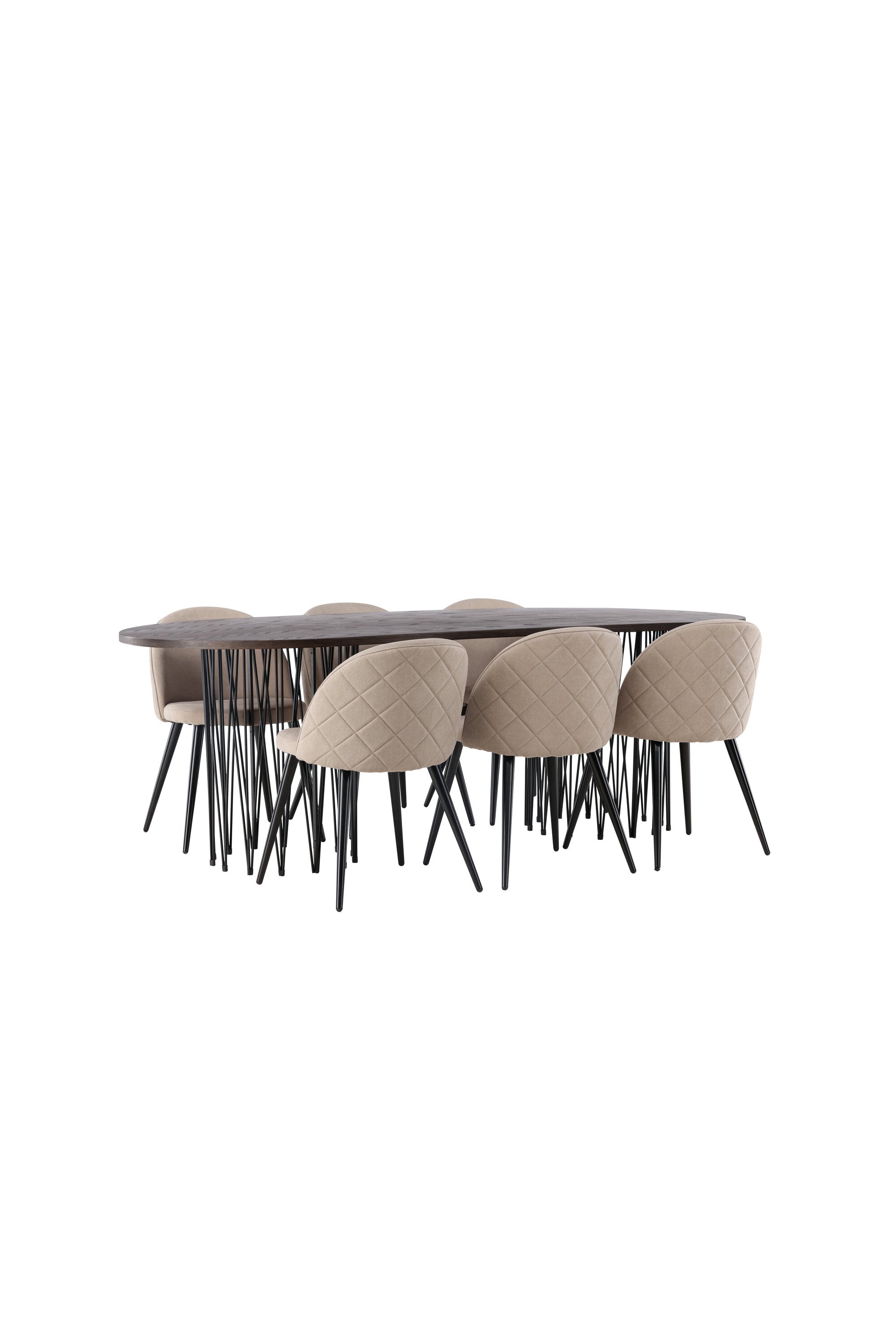 Stone Esszimmerset + Velvet 220cm/6St. in Beige, Schwarz präsentiert im Onlineshop von KAQTU Design AG. Esszimmerset ist von Venture Home