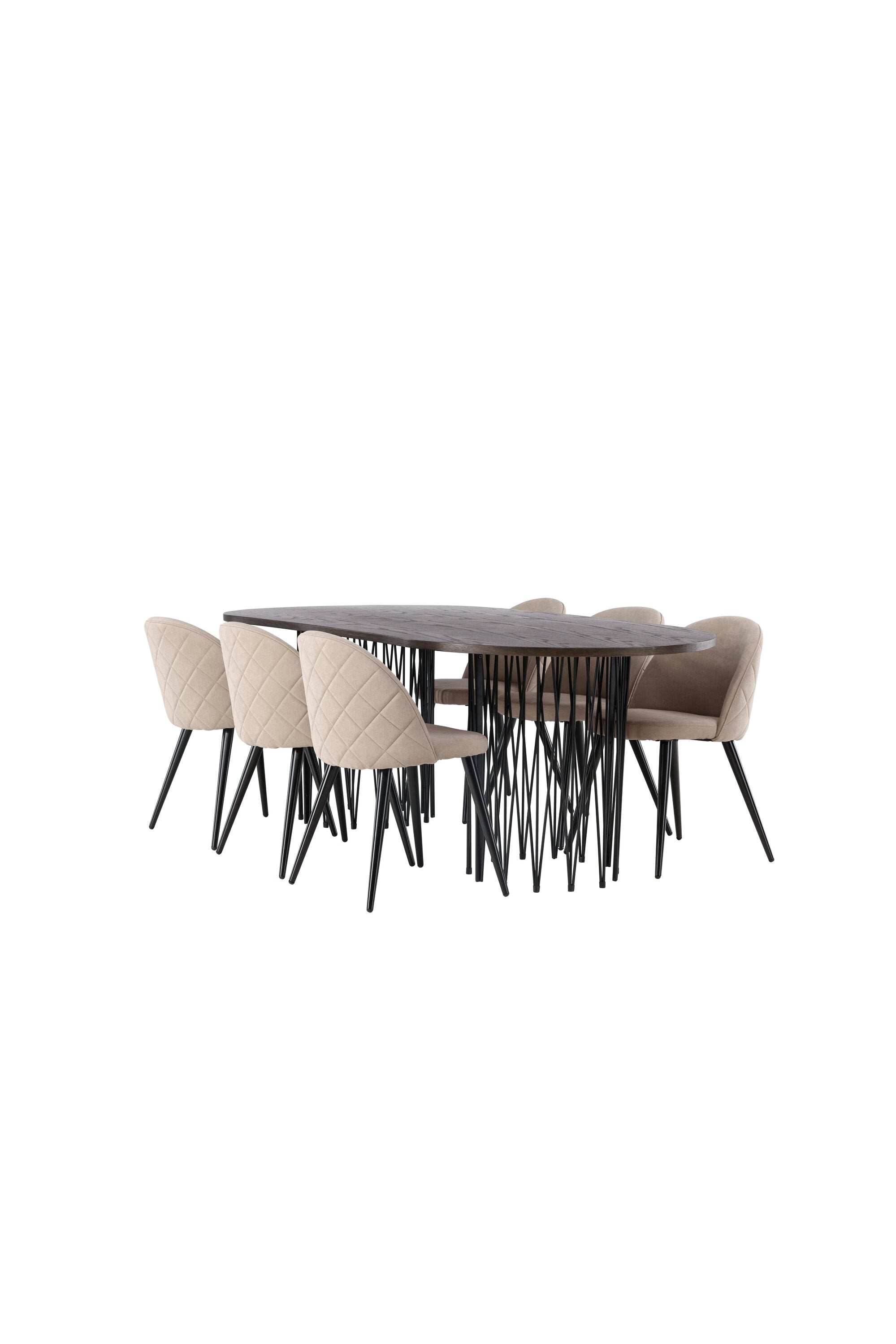 Stone Esszimmerset + Velvet 220cm/6St. in Beige, Schwarz präsentiert im Onlineshop von KAQTU Design AG. Esszimmerset ist von Venture Home