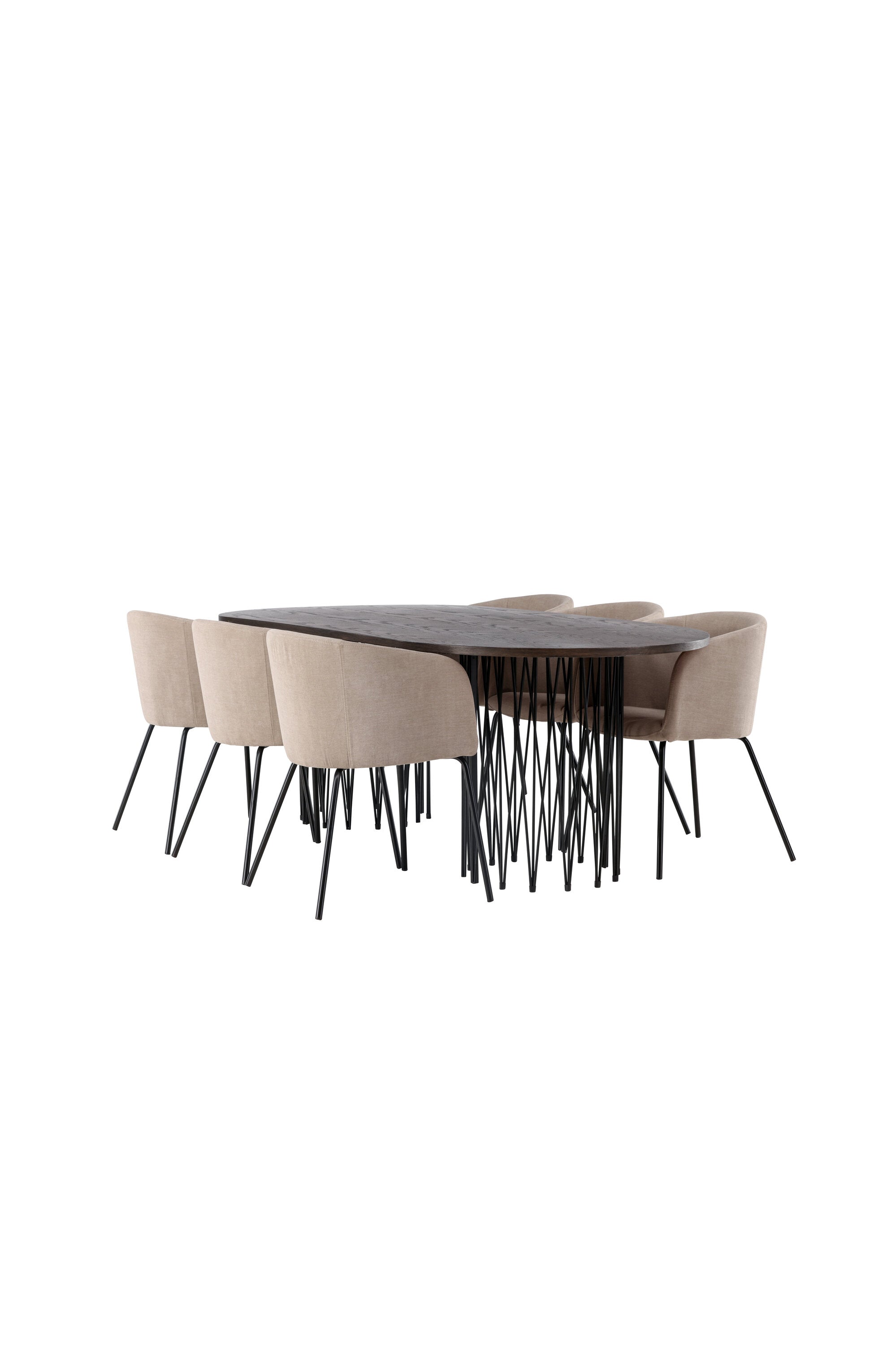 Stone Esszimmerset + Berit 220cm/6St. in Beige, Schwarz präsentiert im Onlineshop von KAQTU Design AG. Esszimmerset ist von Venture Home