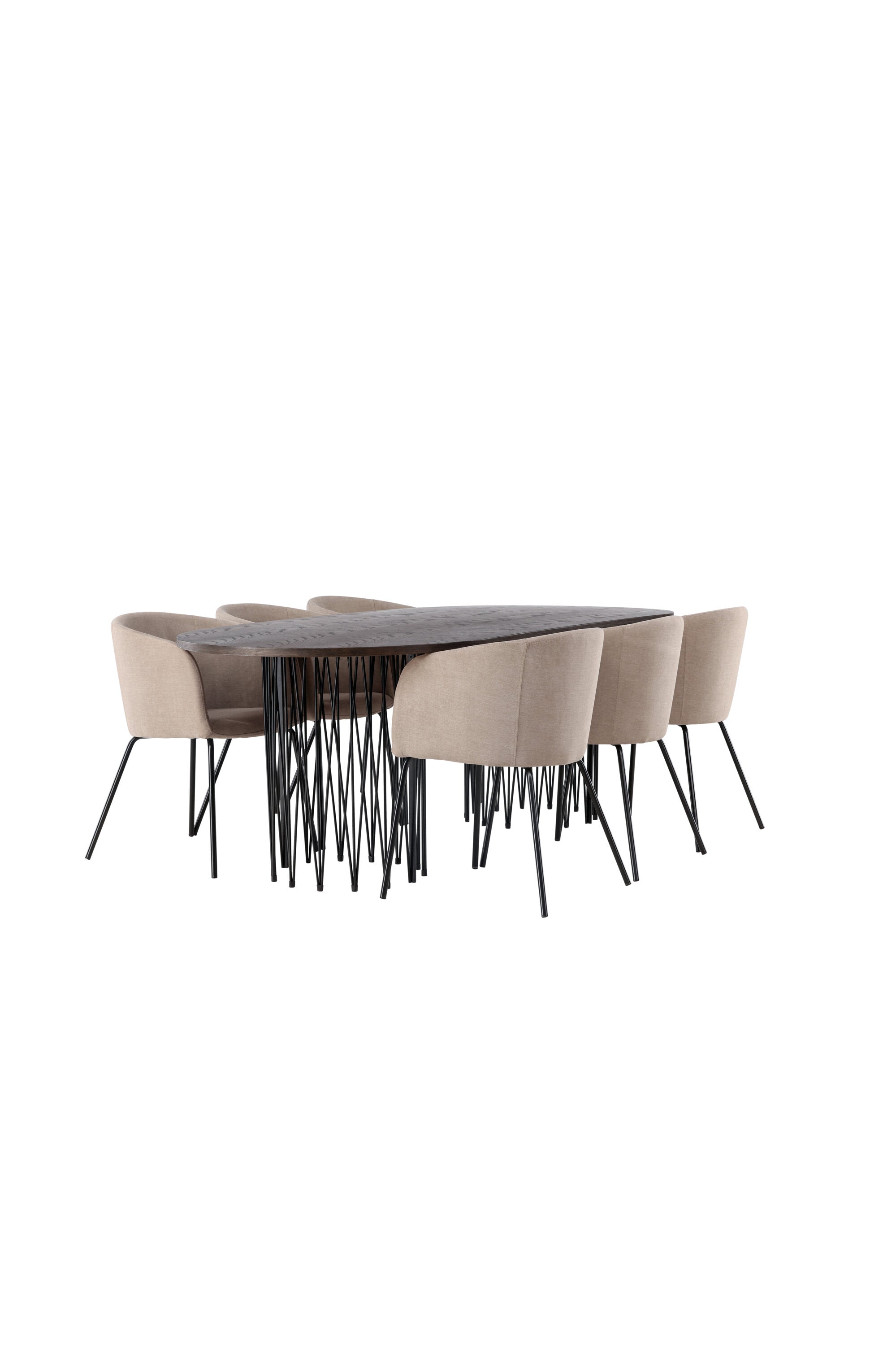 Stone Esszimmerset + Berit 220cm/6St. in Beige, Schwarz präsentiert im Onlineshop von KAQTU Design AG. Esszimmerset ist von Venture Home