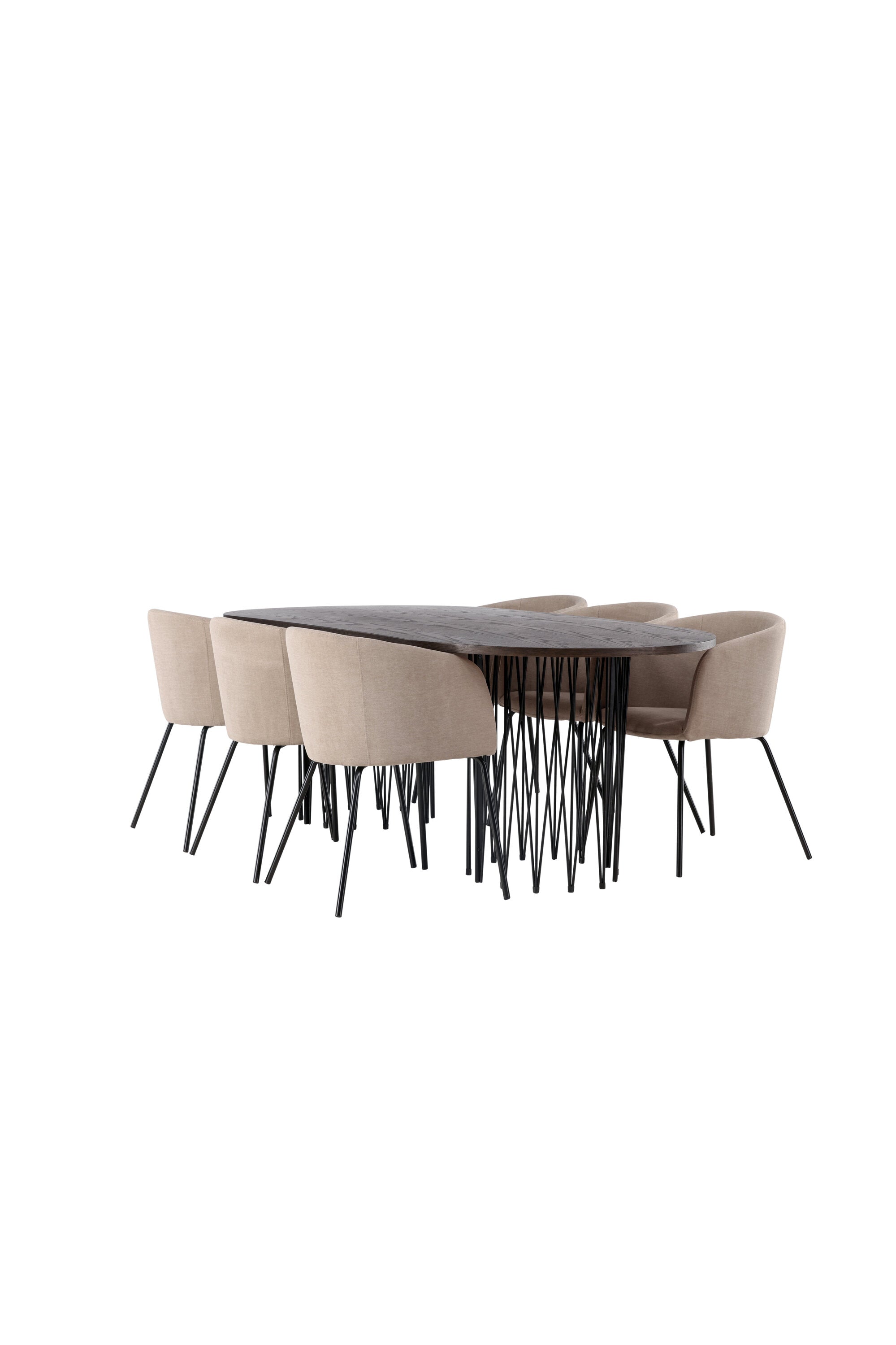 Stone Esszimmerset + Berit 220cm/6St. in Beige, Schwarz präsentiert im Onlineshop von KAQTU Design AG. Esszimmerset ist von Venture Home