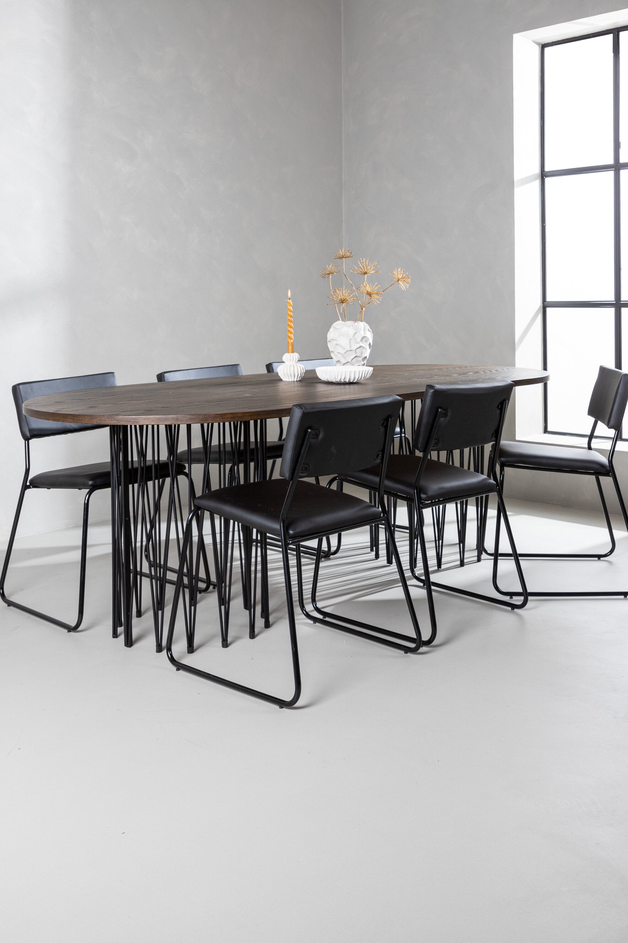 Stone Esszimmerset + Kenth 220cm/6St. in Schwarz präsentiert im Onlineshop von KAQTU Design AG. Esszimmerset ist von Venture Home