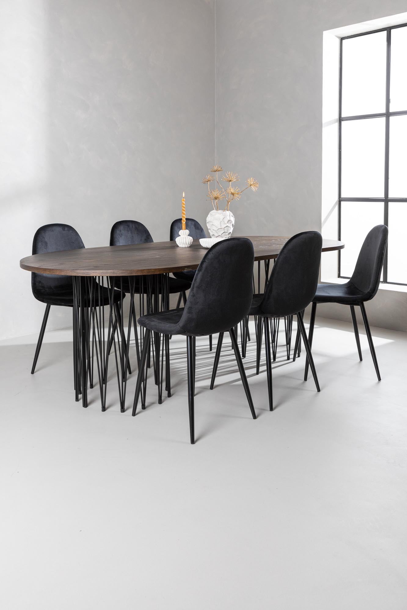Luxuriöses Stone Esszimmerset 220cm mit 6 Stühlen von Venture Home.