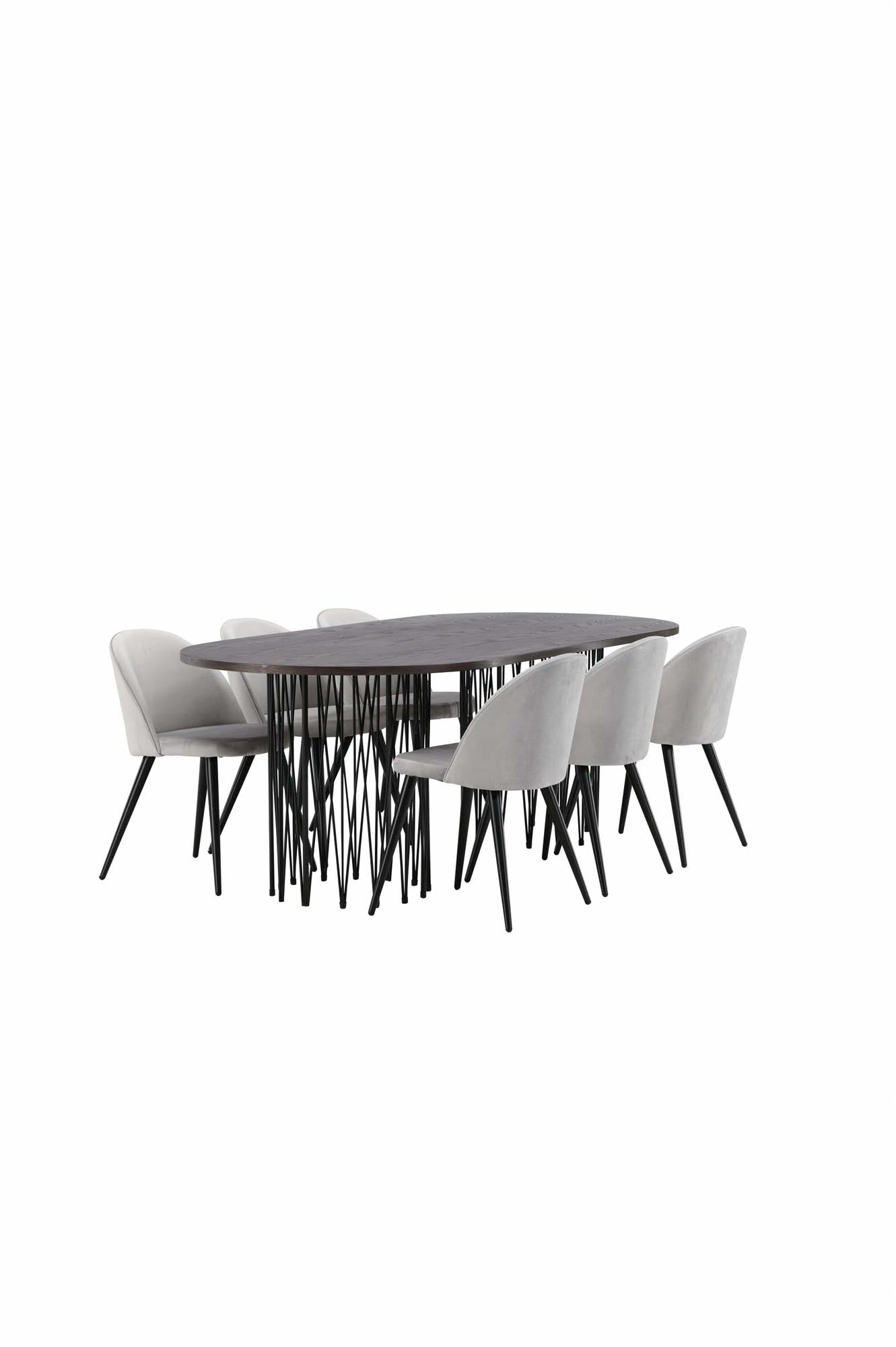 Luxuriöses Stone Esszimmerset 220cm mit 6 edlen Velvet Stühlen.