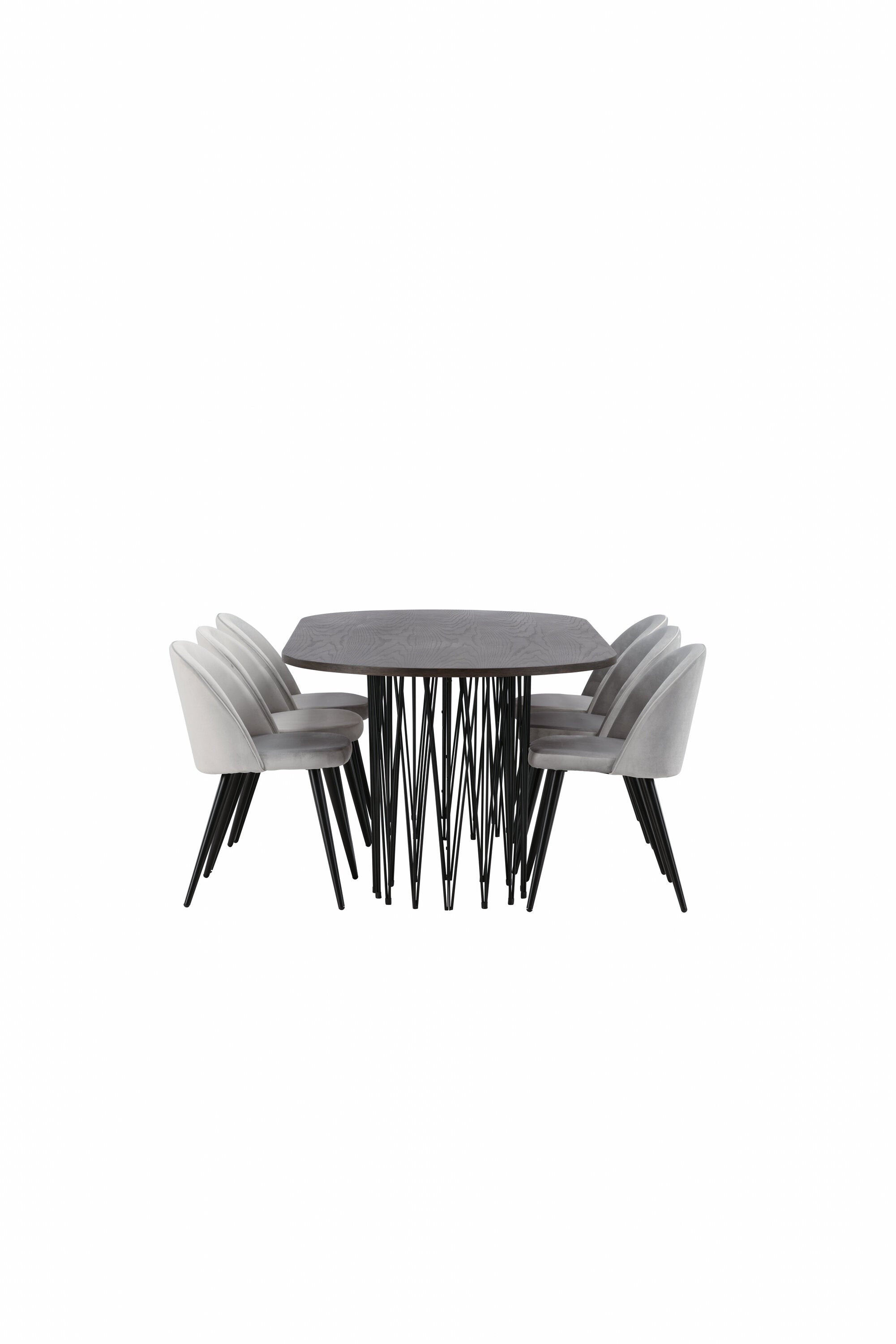 Stone Esszimmerset + Velvet 220cm/6St. in Schwarzgrau präsentiert im Onlineshop von KAQTU Design AG. Esszimmerset ist von Venture Home