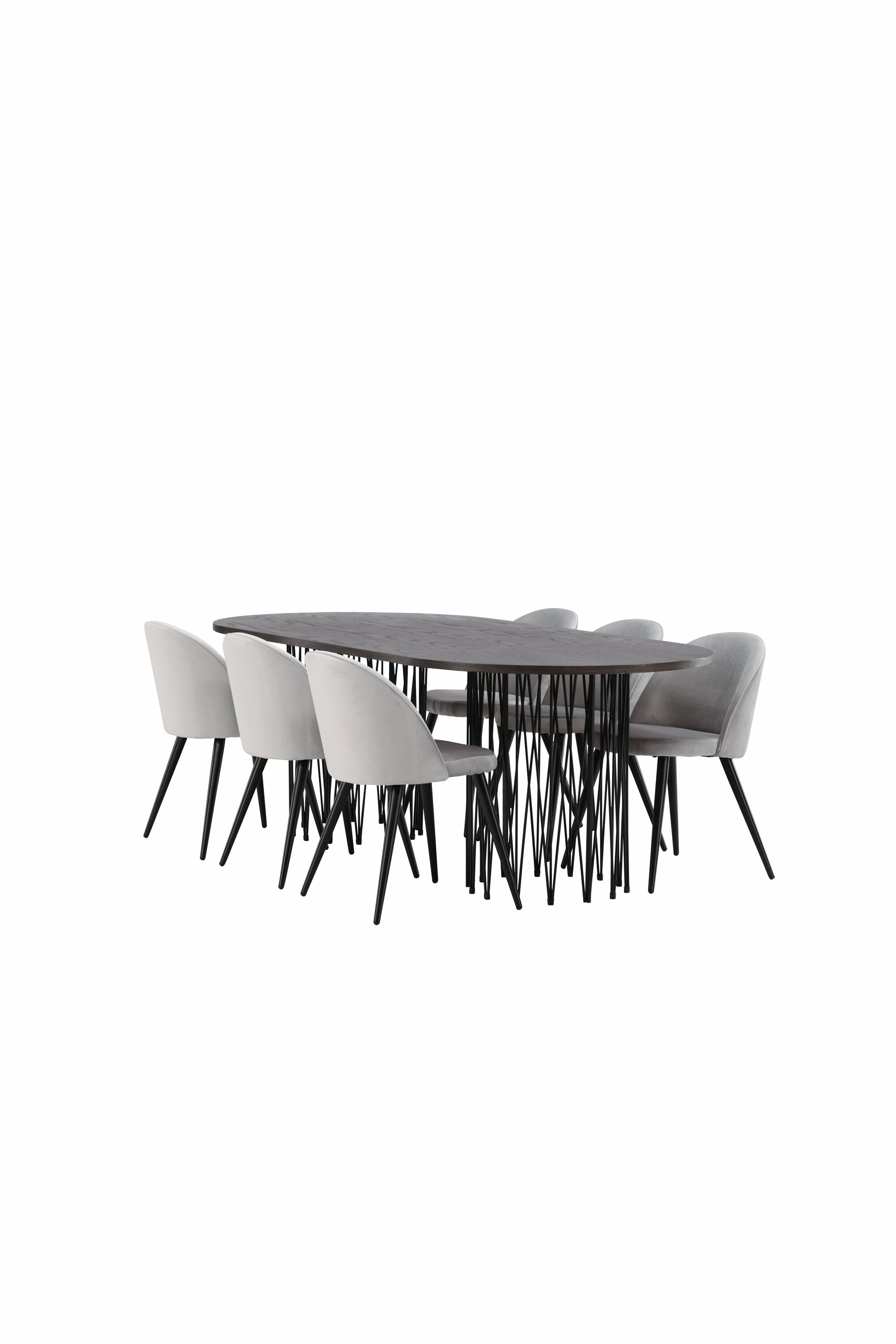 Stone Esszimmerset + Velvet 220cm/6St. in Schwarzgrau präsentiert im Onlineshop von KAQTU Design AG. Esszimmerset ist von Venture Home