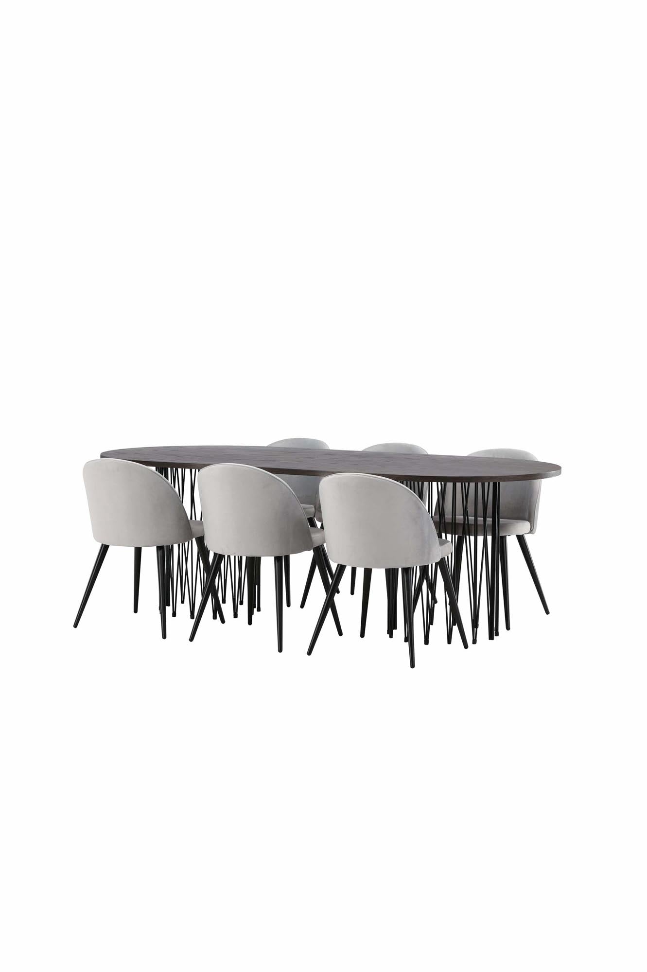Stilvolles Stone Esszimmerset 220cm mit 6 bequemen Velvet-Stühlen. Perfekt für gesellige Runden und einladende Esszimmer-Atmosphäre.