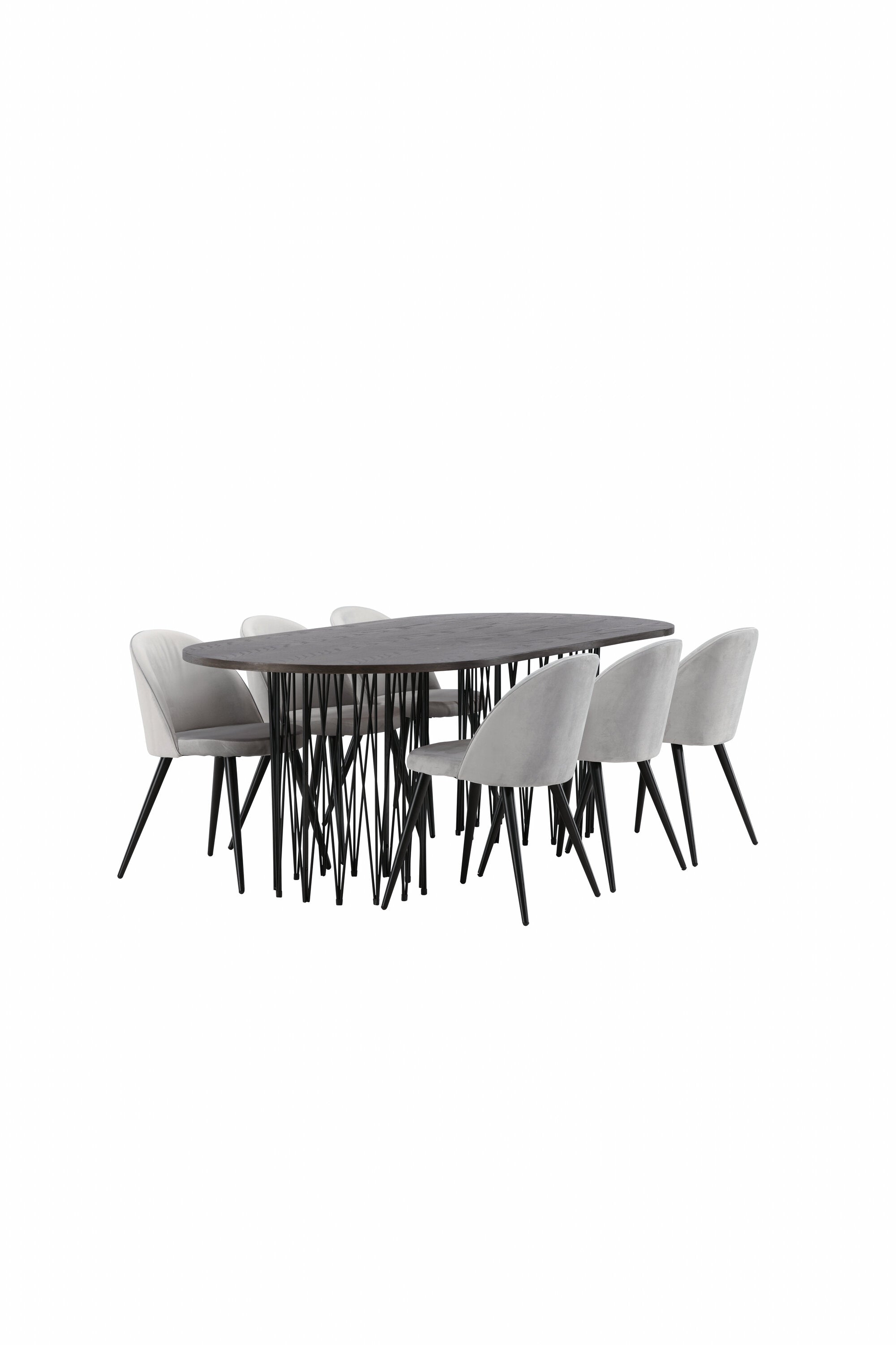 Stone Esszimmerset + Velvet 220cm/6St. in Schwarzgrau präsentiert im Onlineshop von KAQTU Design AG. Esszimmerset ist von Venture Home
