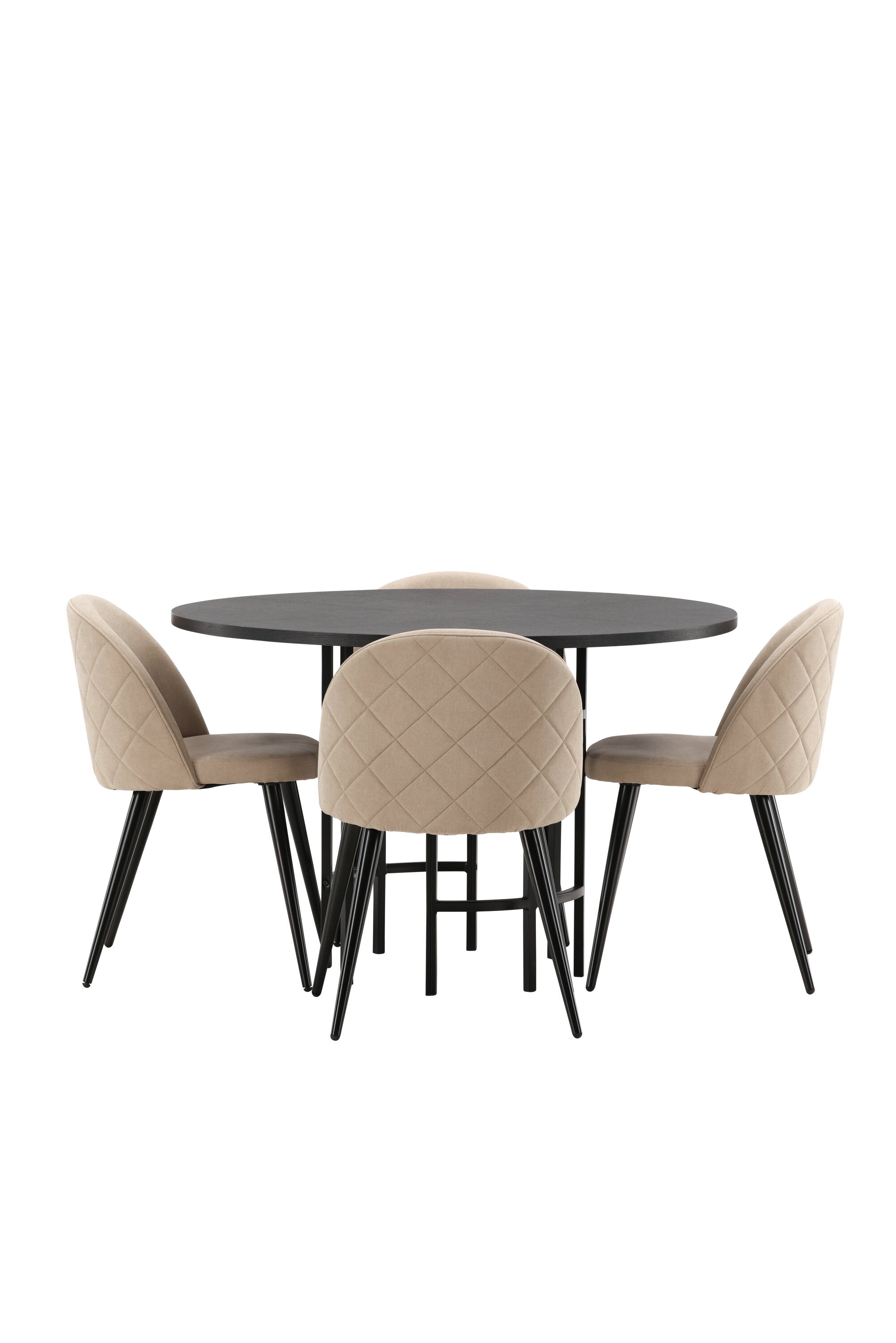 Esszimmerset Copenhagen + Velvet ⌀115cm/4St. in Beige / Schwarz präsentiert im Onlineshop von KAQTU Design AG. Esszimmerset ist von Venture Home