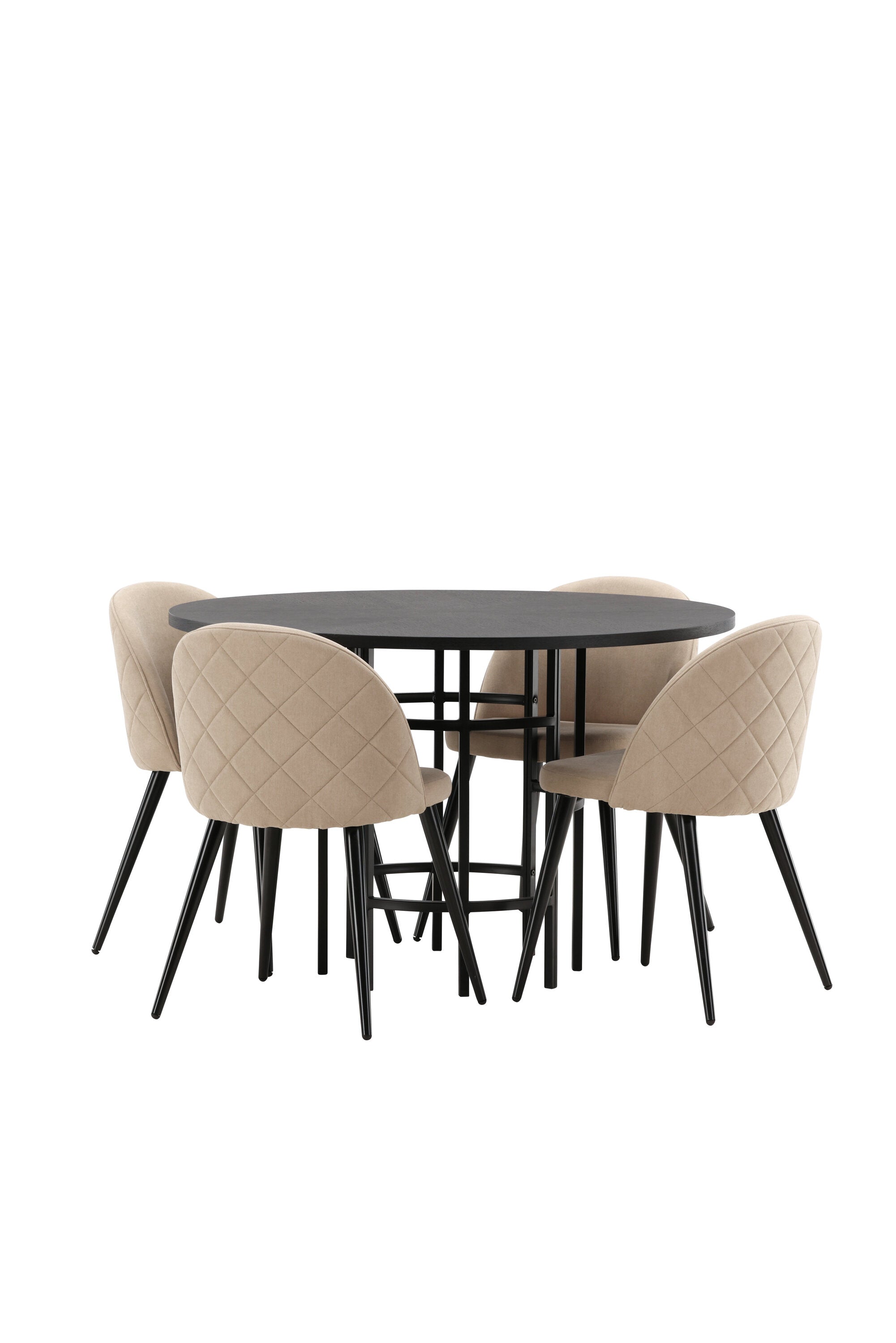 Esszimmerset Copenhagen + Velvet ⌀115cm/4St. in Beige / Schwarz präsentiert im Onlineshop von KAQTU Design AG. Esszimmerset ist von Venture Home