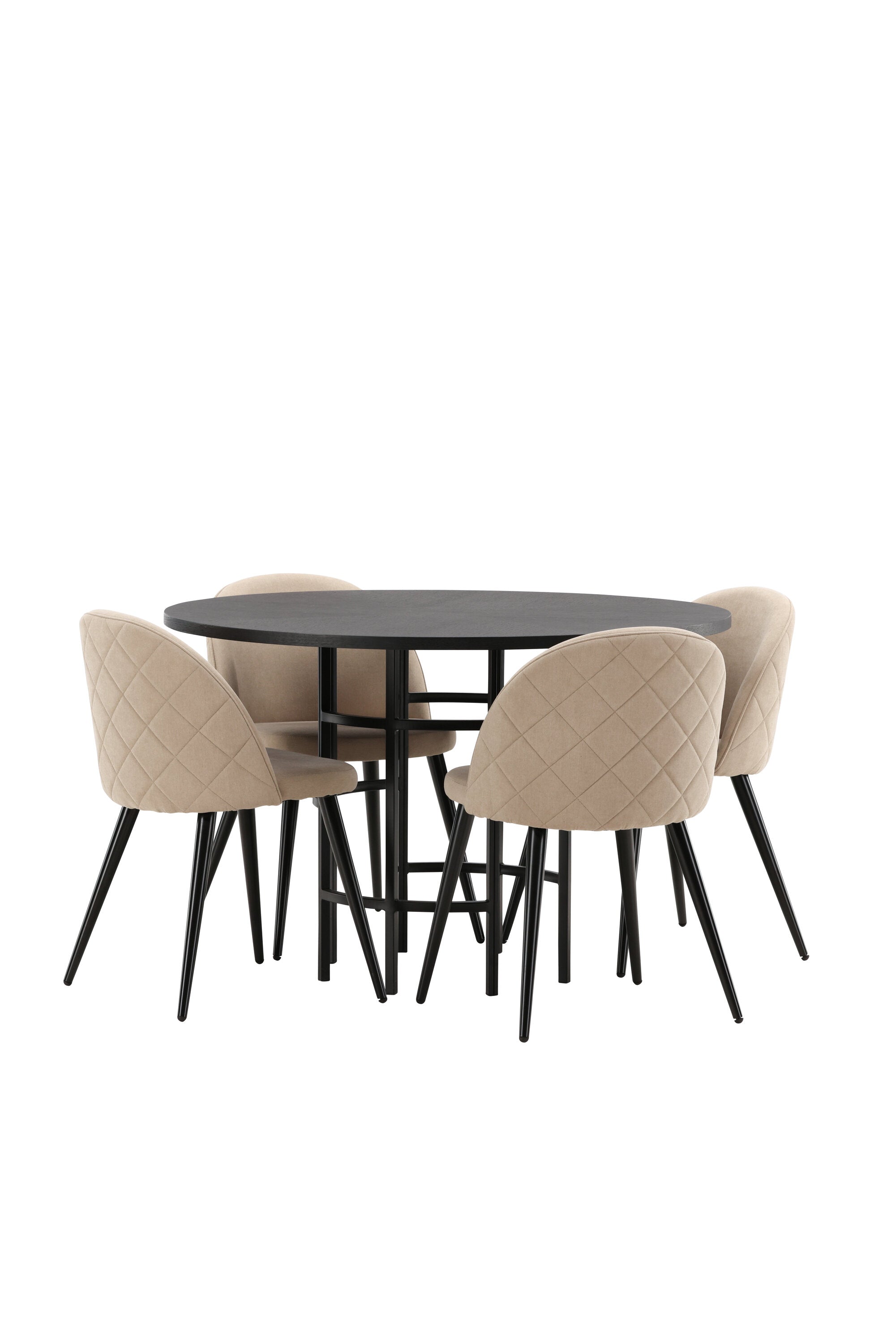 Esszimmerset Copenhagen + Velvet ⌀115cm/4St. in Beige / Schwarz präsentiert im Onlineshop von KAQTU Design AG. Esszimmerset ist von Venture Home