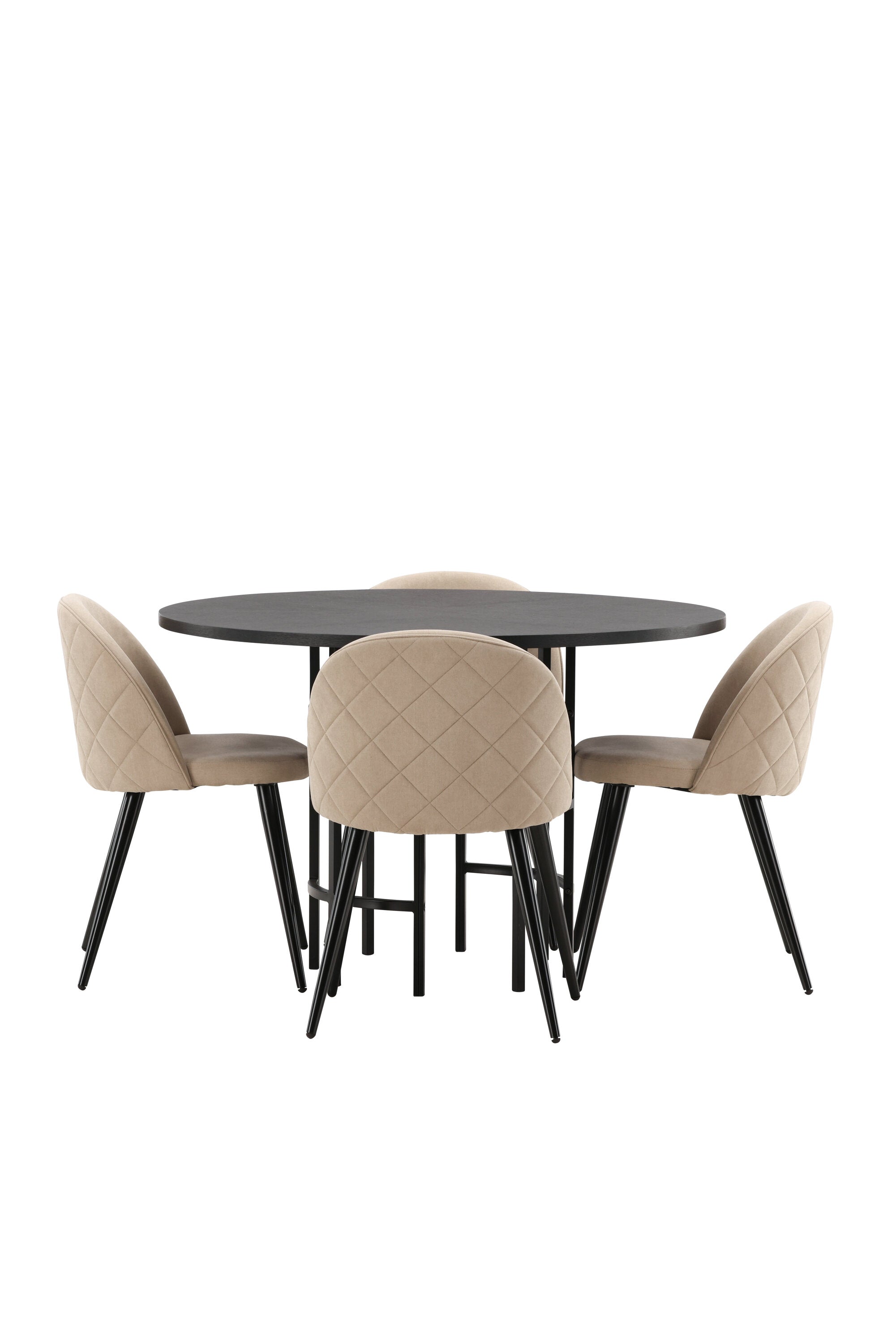 Esszimmerset Copenhagen + Velvet ⌀115cm/4St. in Beige / Schwarz präsentiert im Onlineshop von KAQTU Design AG. Esszimmerset ist von Venture Home