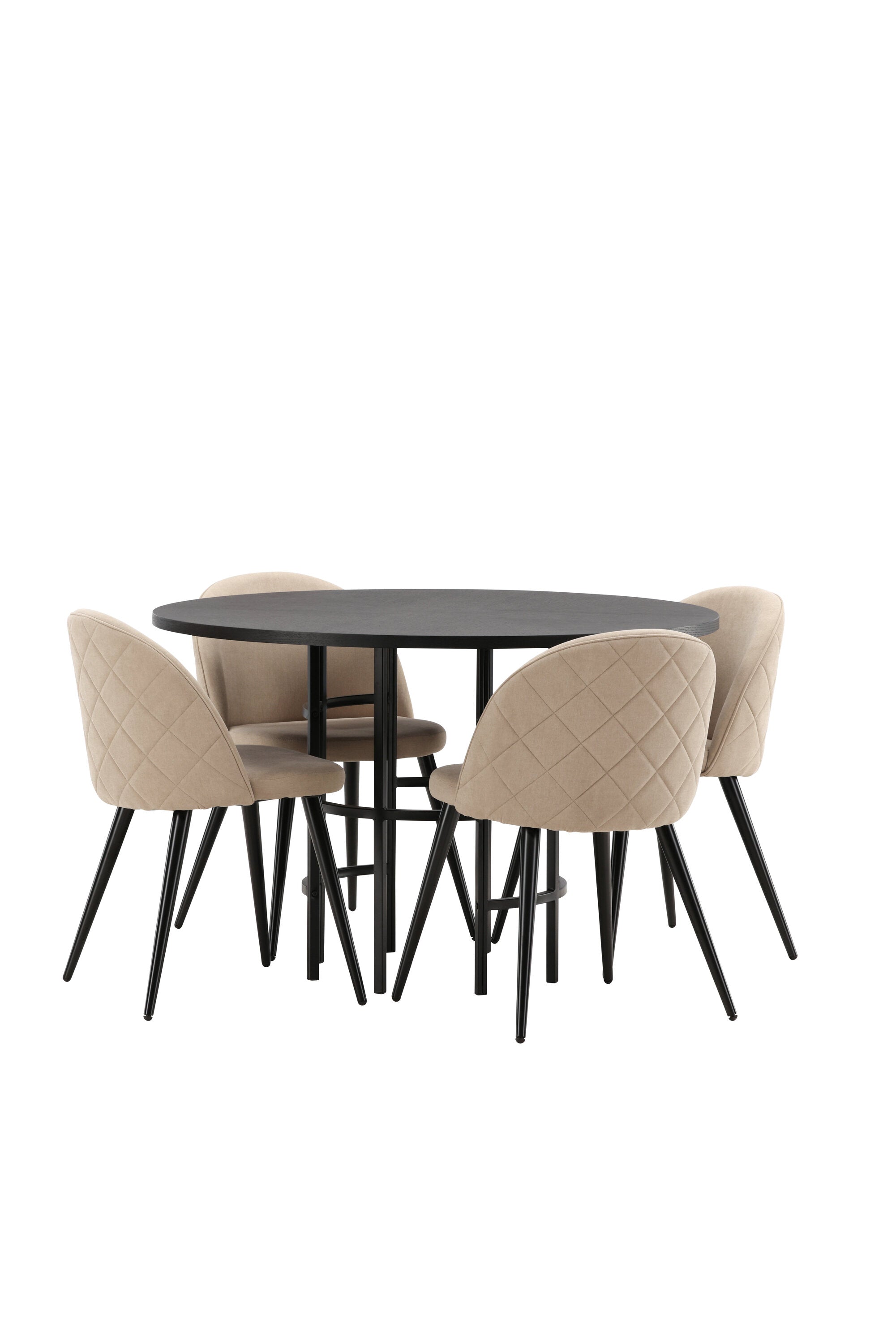 Esszimmerset Copenhagen + Velvet ⌀115cm/4St. in Beige / Schwarz präsentiert im Onlineshop von KAQTU Design AG. Esszimmerset ist von Venture Home