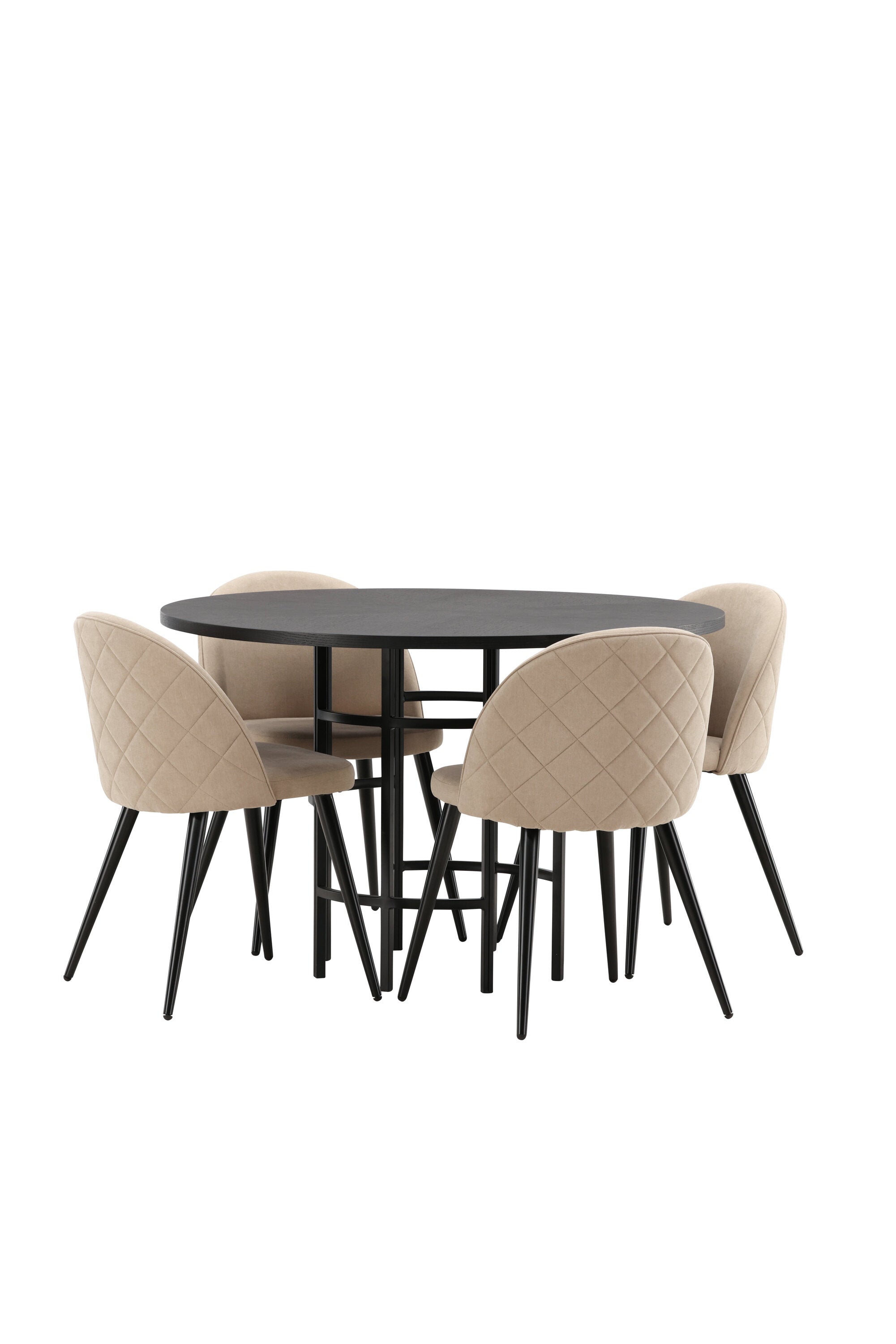 Esszimmerset Copenhagen + Velvet ⌀115cm/4St. in Beige / Schwarz präsentiert im Onlineshop von KAQTU Design AG. Esszimmerset ist von Venture Home