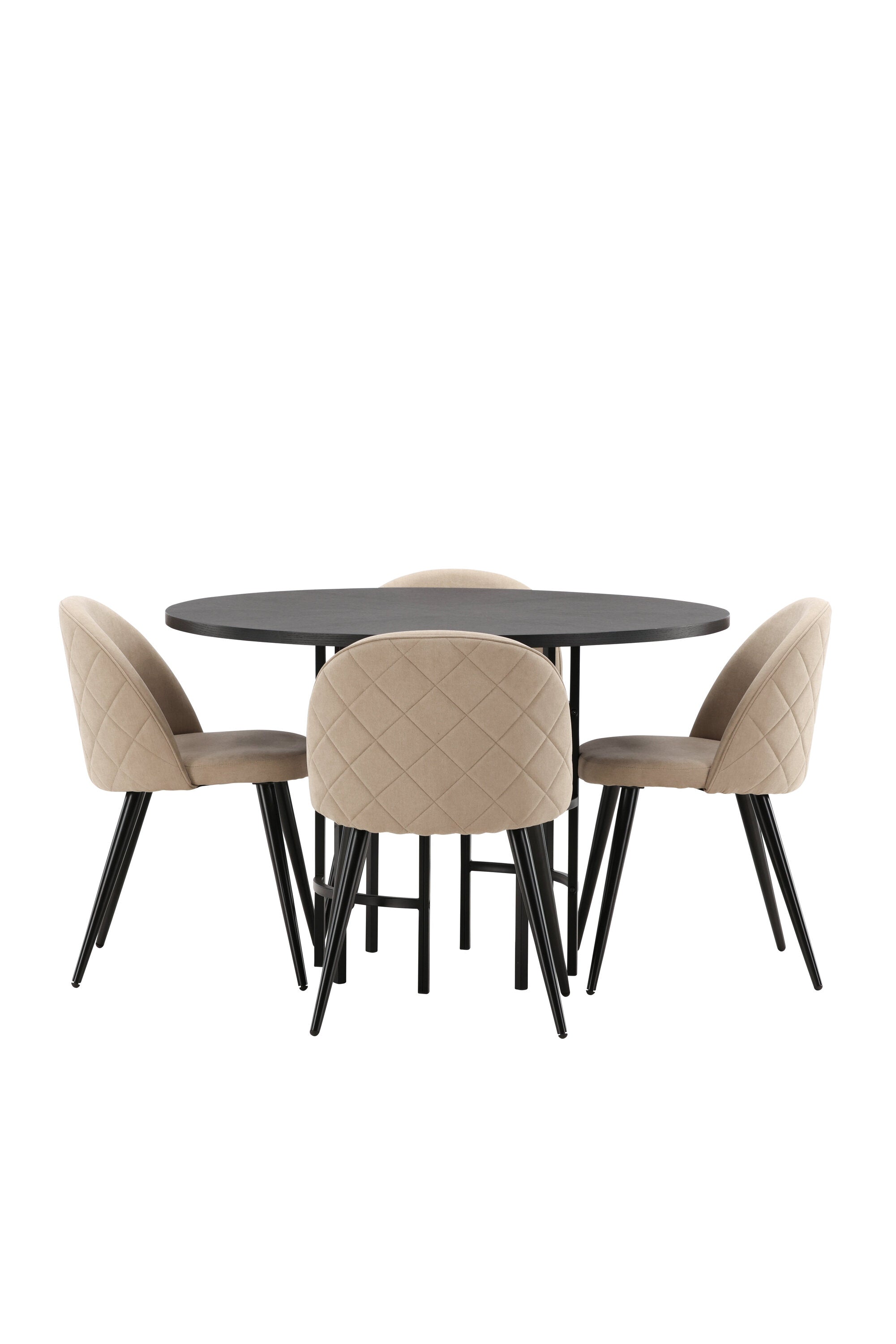 Esszimmerset Copenhagen + Velvet ⌀115cm/4St. in Beige / Schwarz präsentiert im Onlineshop von KAQTU Design AG. Esszimmerset ist von Venture Home