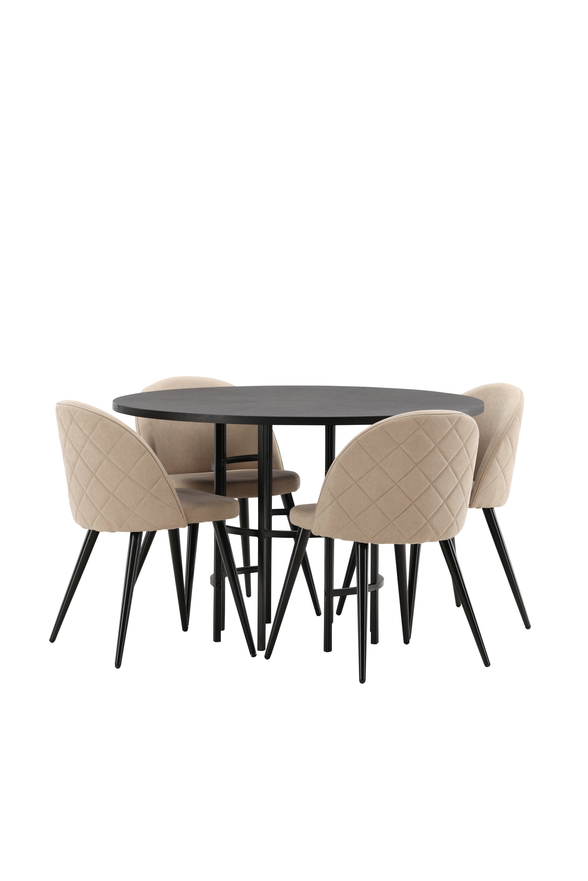 Esszimmerset Copenhagen + Velvet ⌀115cm/4St. in Beige / Schwarz präsentiert im Onlineshop von KAQTU Design AG. Esszimmerset ist von Venture Home