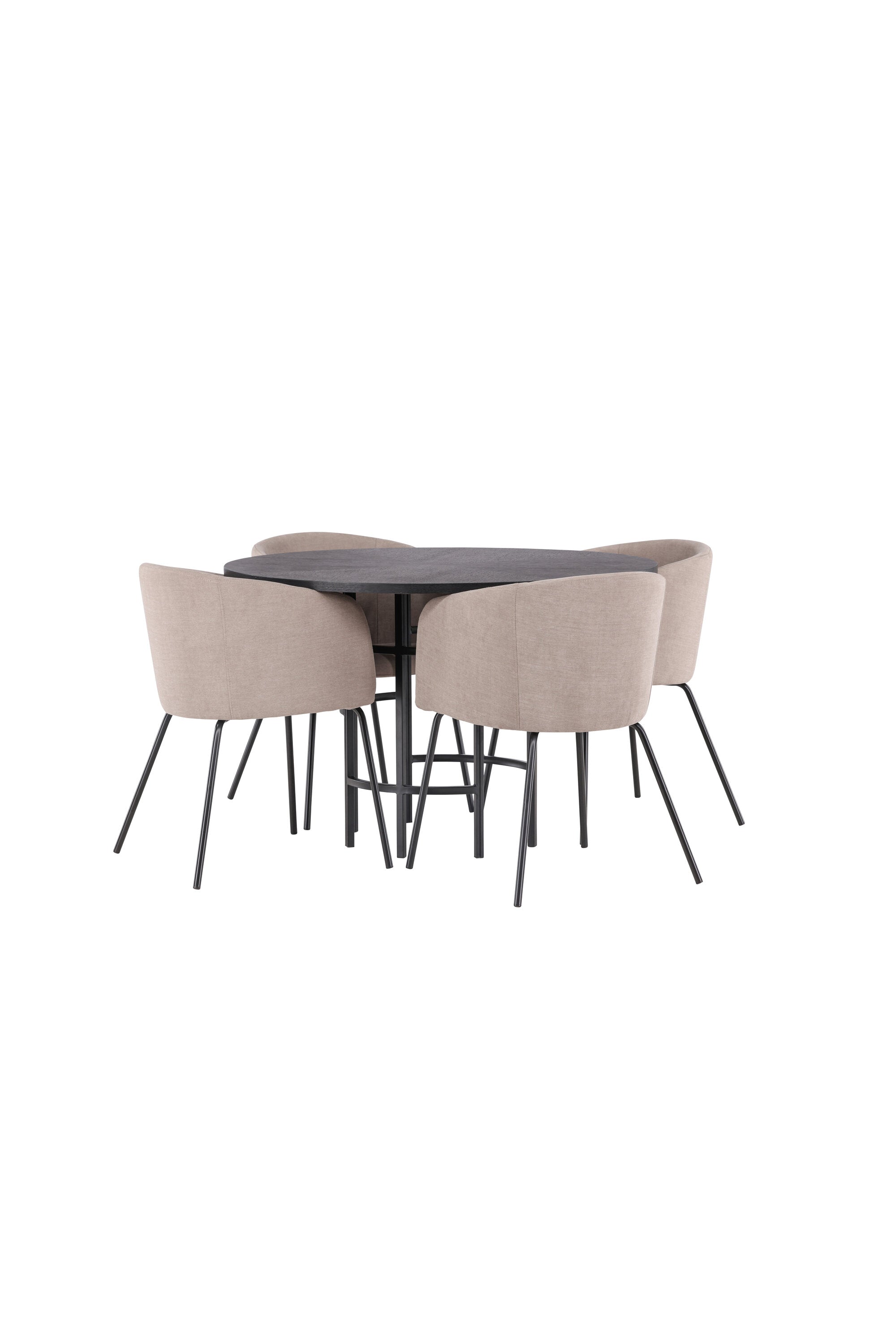 Esszimmerset Copenhagen + Berit ⌀115cm/4St. in Beige dunkel / Schwarz präsentiert im Onlineshop von KAQTU Design AG. Esszimmerset ist von Venture Home